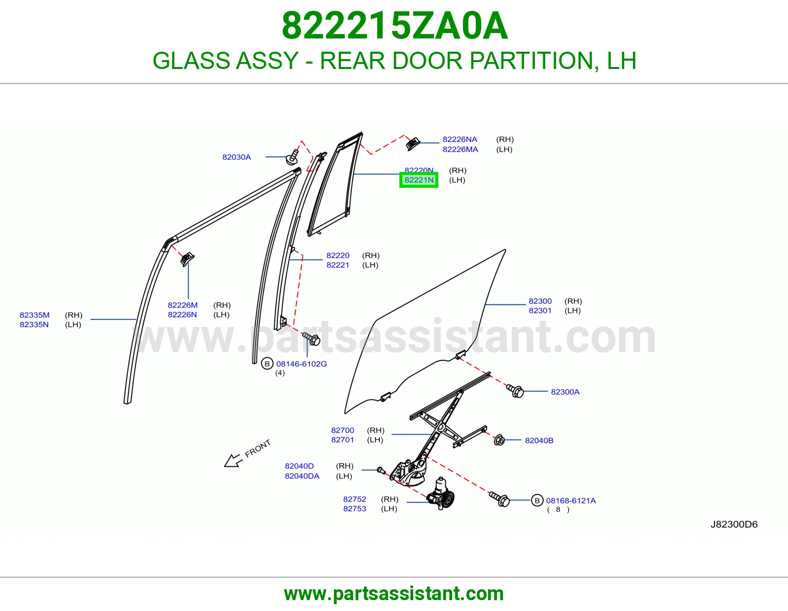GLASS ASSY - REAR DOOR PARTITION, LH 822215ZA0A