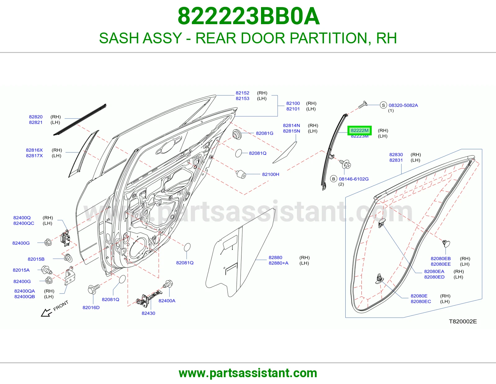 برواز قزاز فاصل باب خلفي يمين كامل 822223BB0A