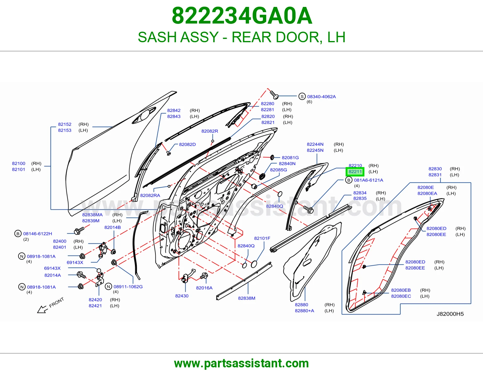برواز قزاز باب خلفي يسار كامل 822234GA0A