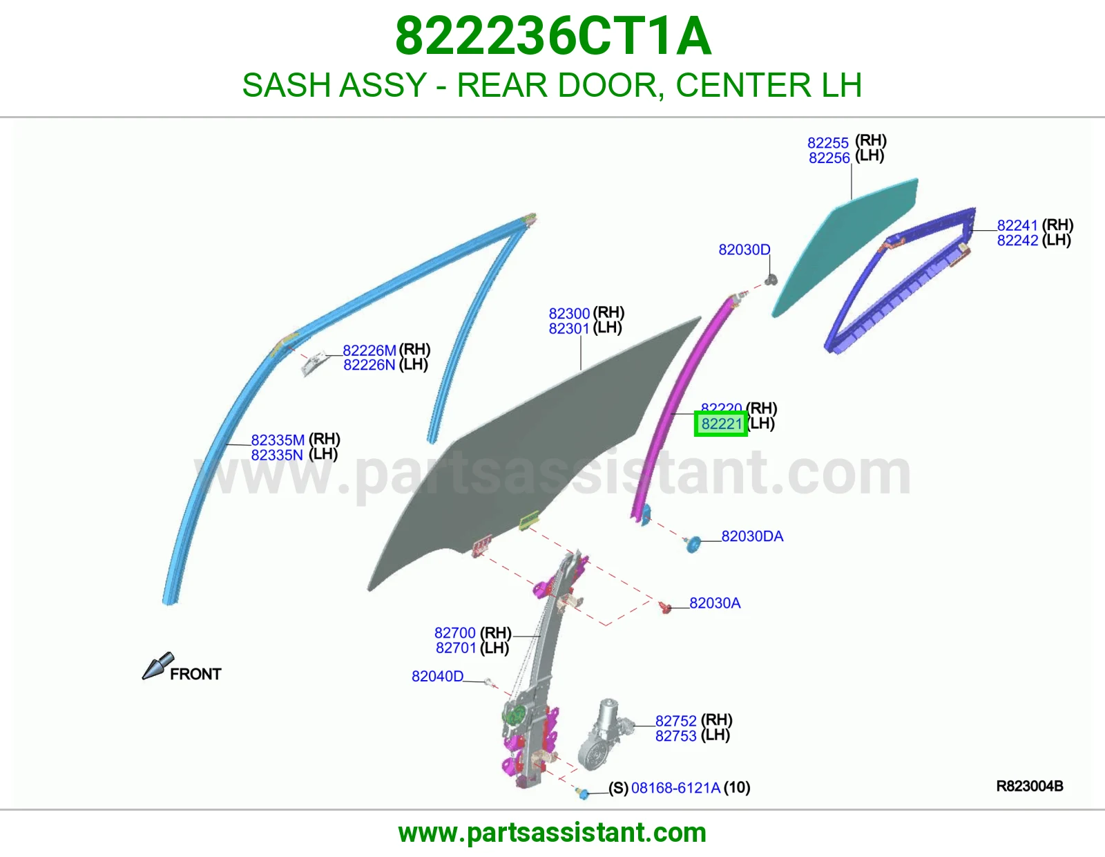 برواز قزاز باب خلفي وسط يسار كامل 822236CT1A