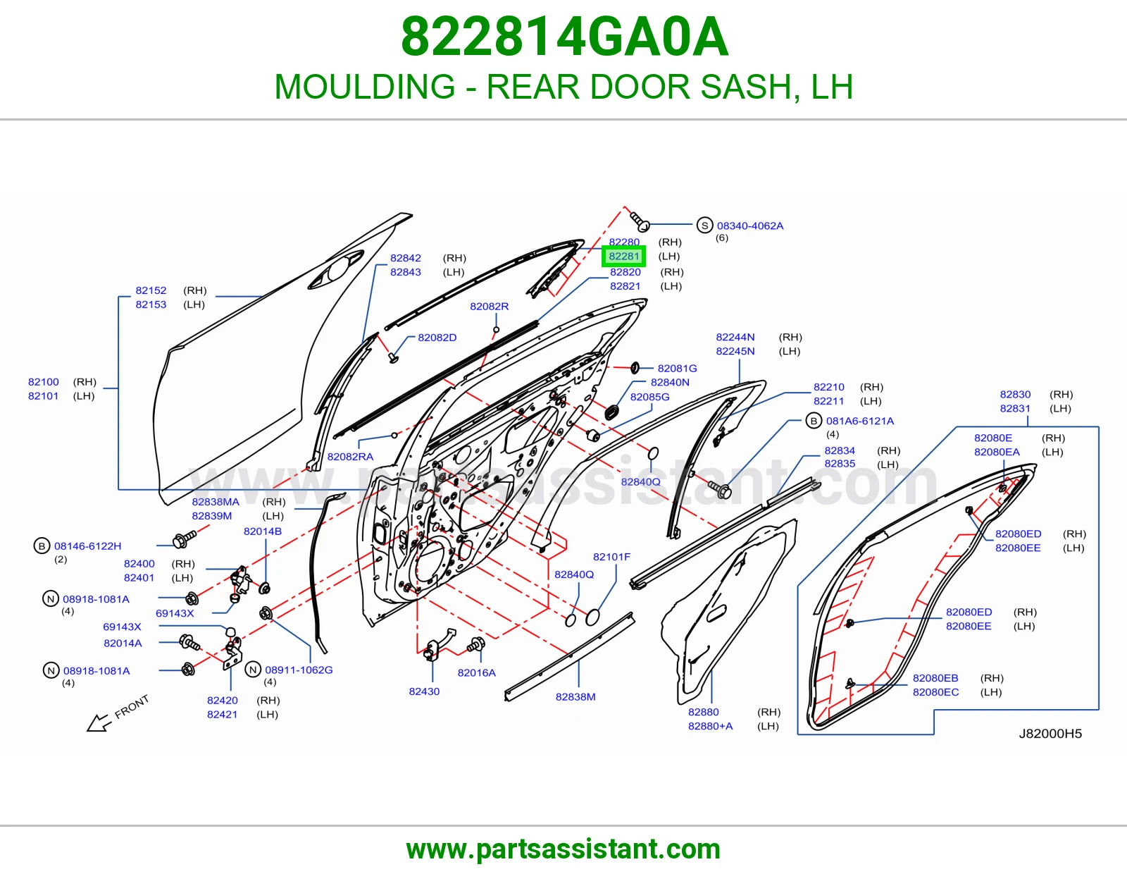 زيق برواز باب خلفي يسار 822814GA0A