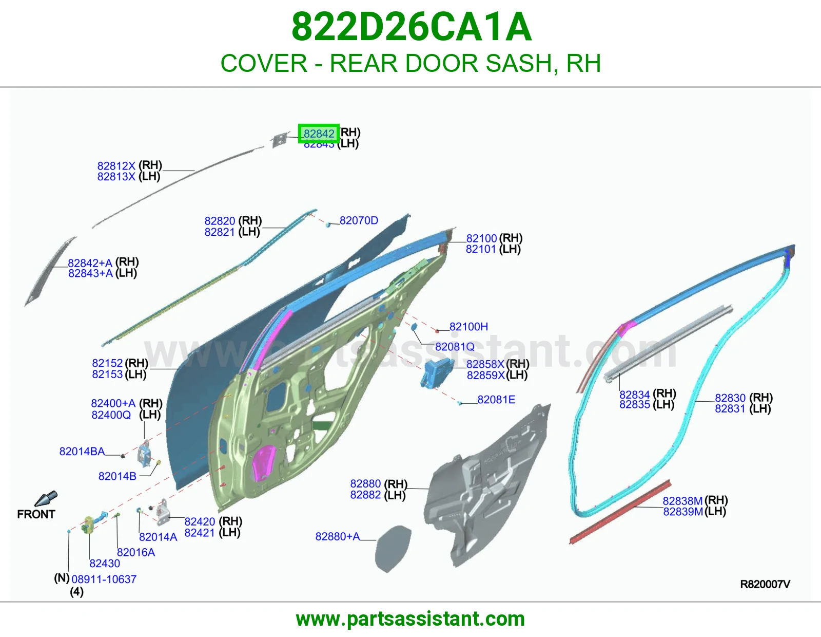 غطاء برواز باب خلفي يمين 822D26CA1A