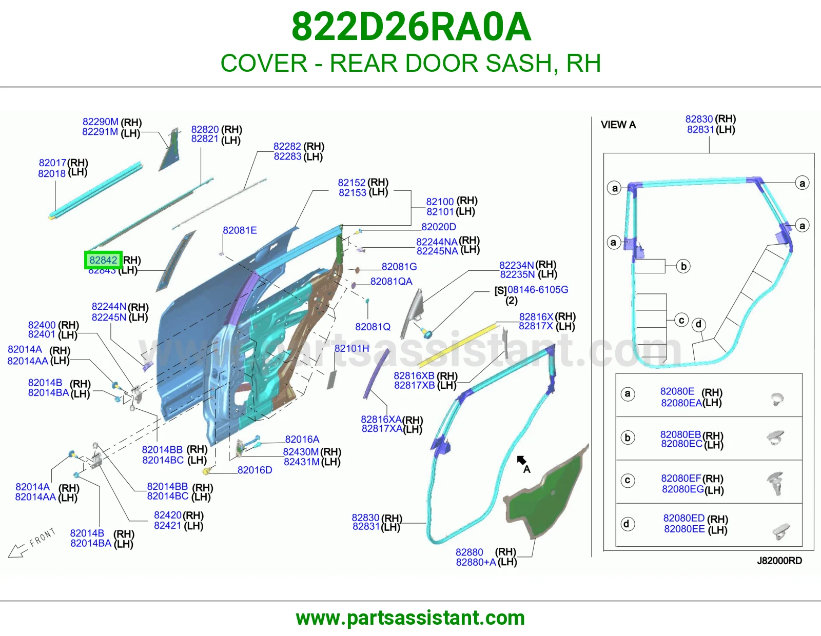 غطاء برواز باب خلفي يمين 822D26RA0A