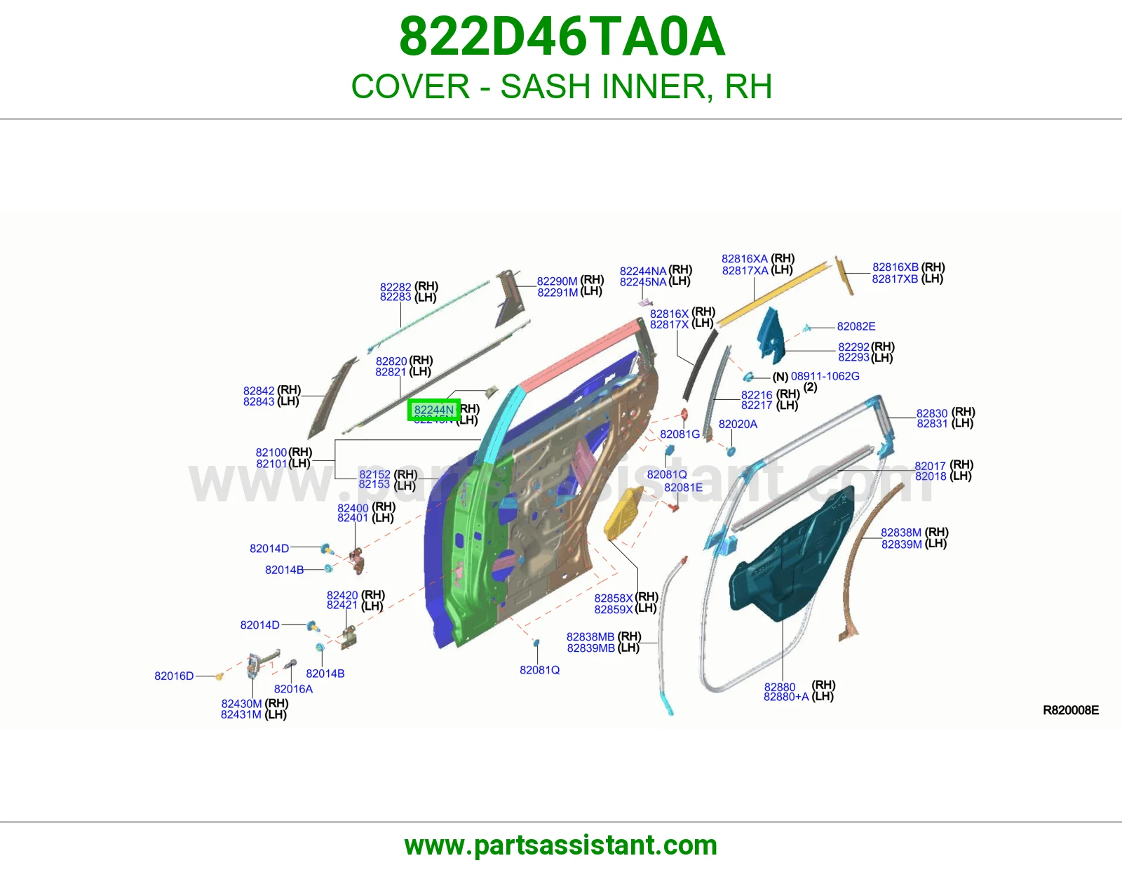 غطاء برواز داخلي يمين 822D46TA0A