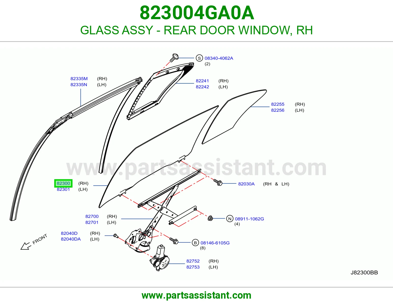 قزاز باب خلفي يمين كامل 823004GA0A