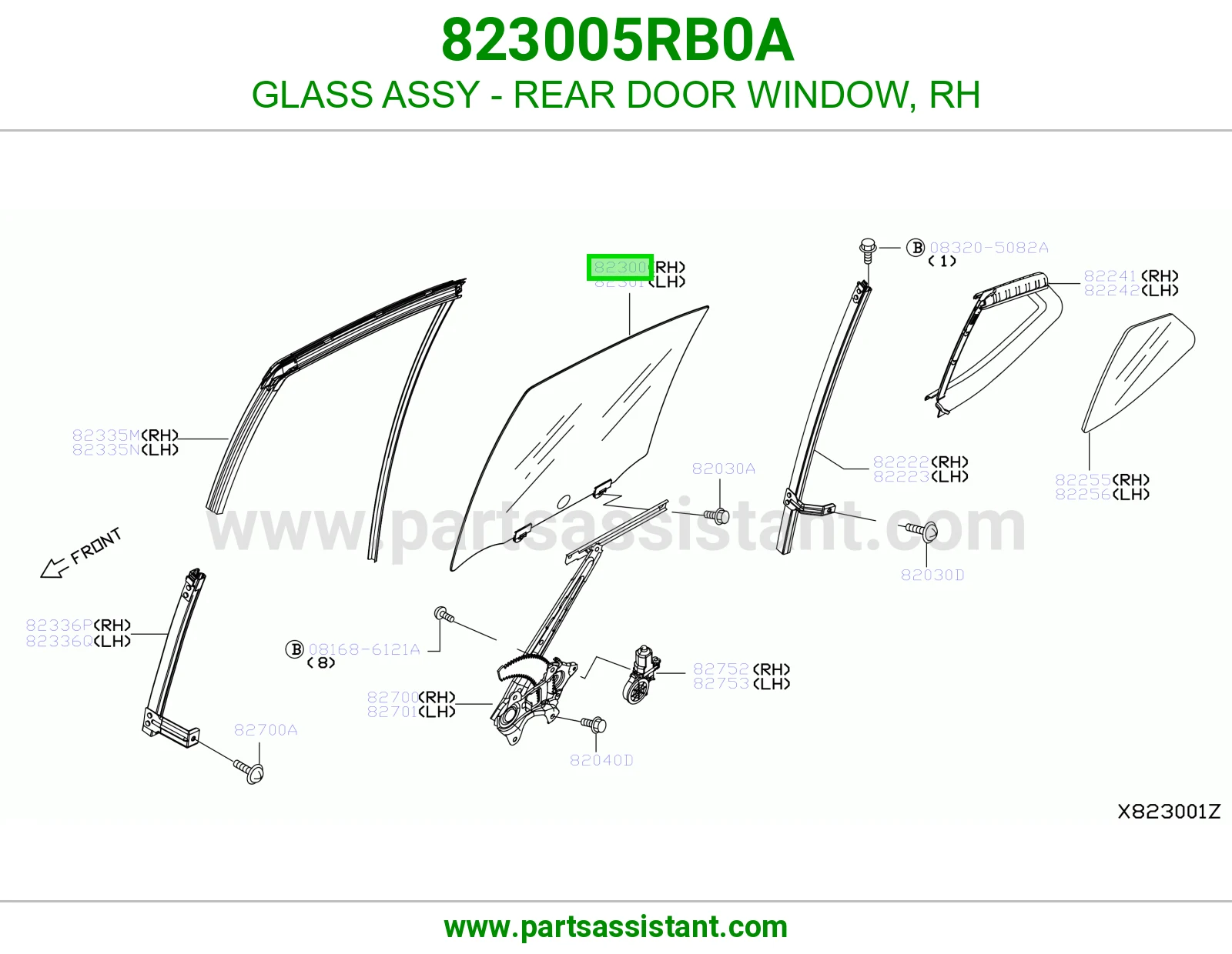 قزاز باب خلفي يمين كامل 823005RB0A