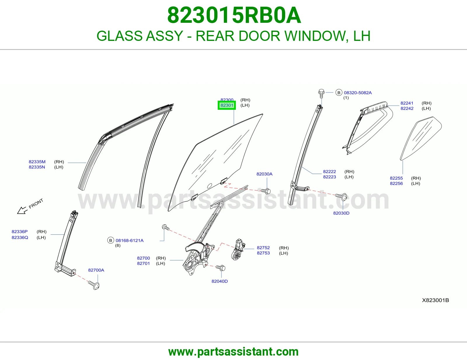 قزاز باب خلفي يسار كامل 823015RB0A