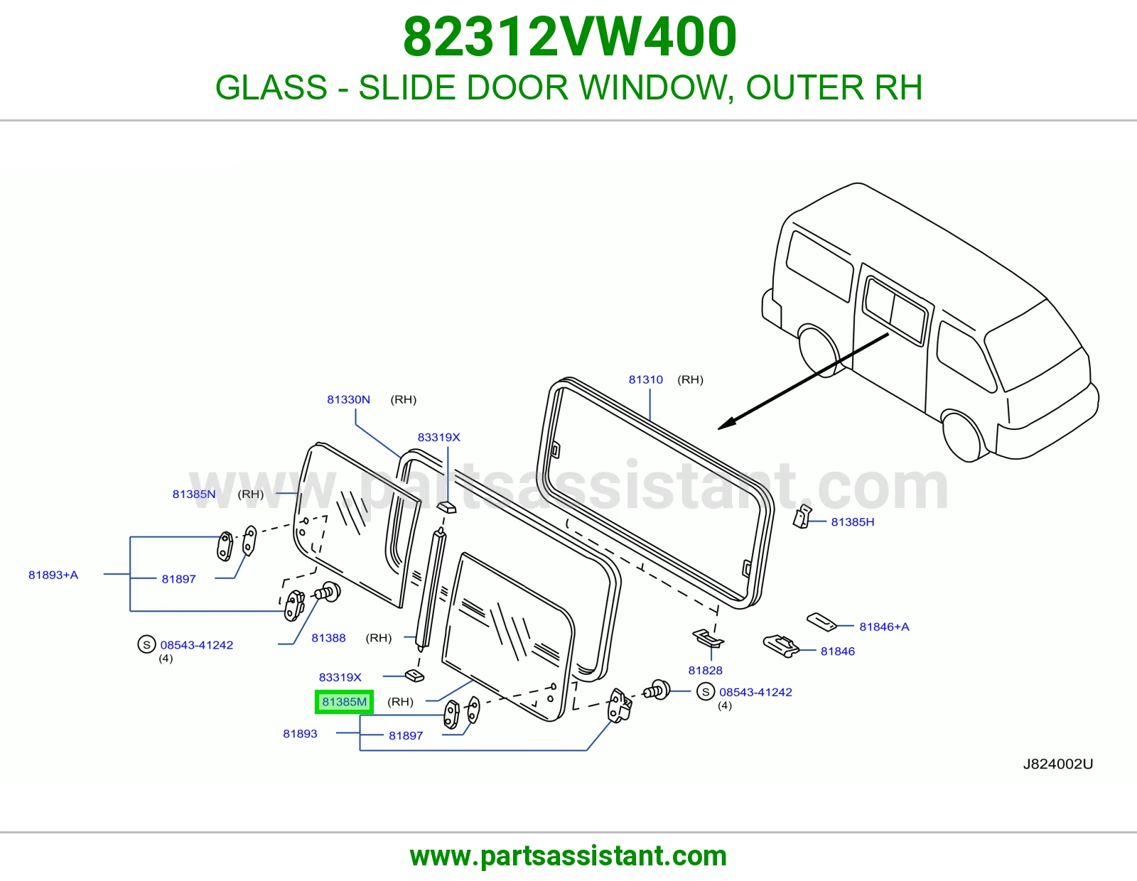 قزاز باب سحاب خارجي يمين 82312VW400