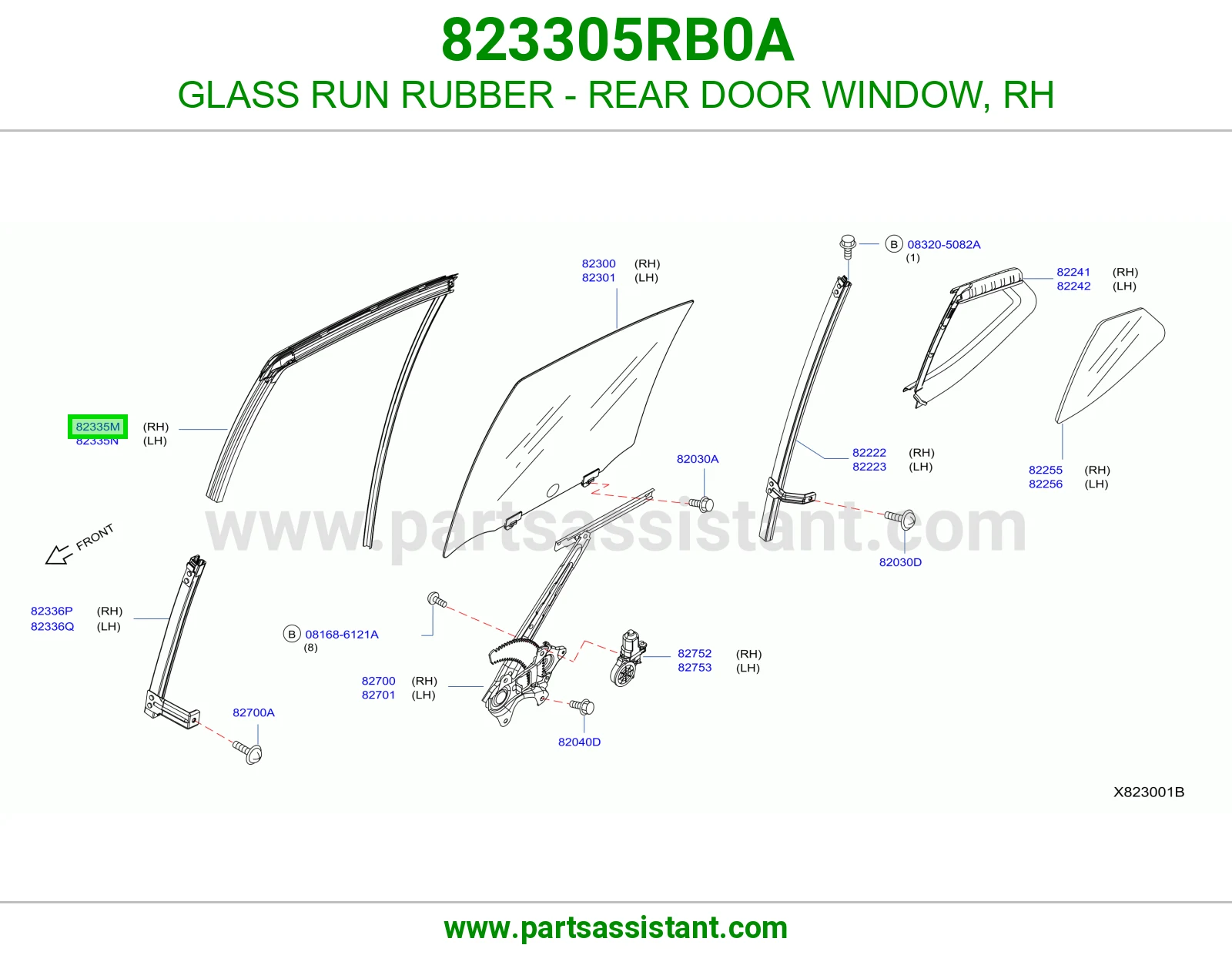 ربل مجرى قزاز باب خلفي يمين 823305RB0A