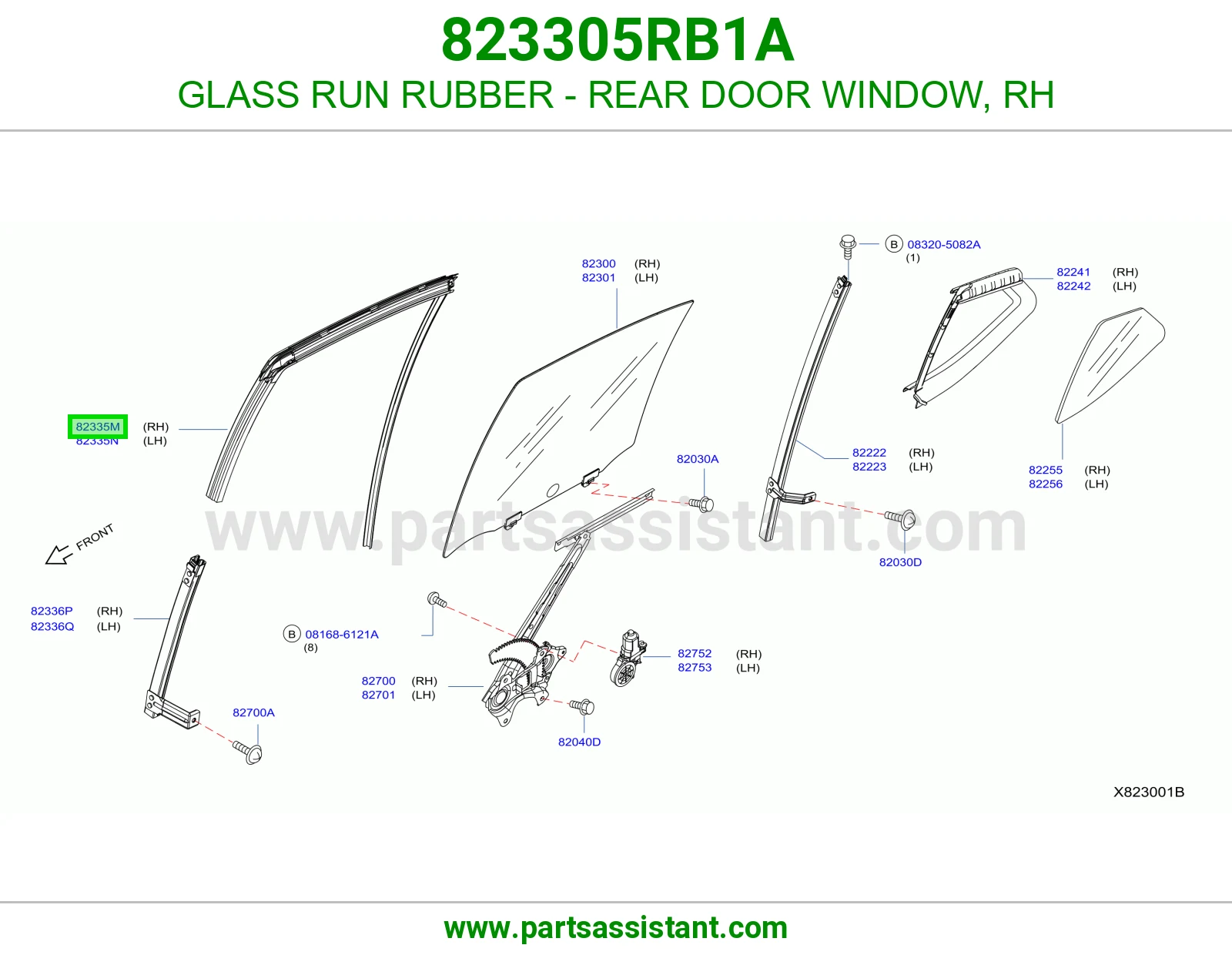 ربل مجرى قزاز باب خلفي يمين 823305RB1A