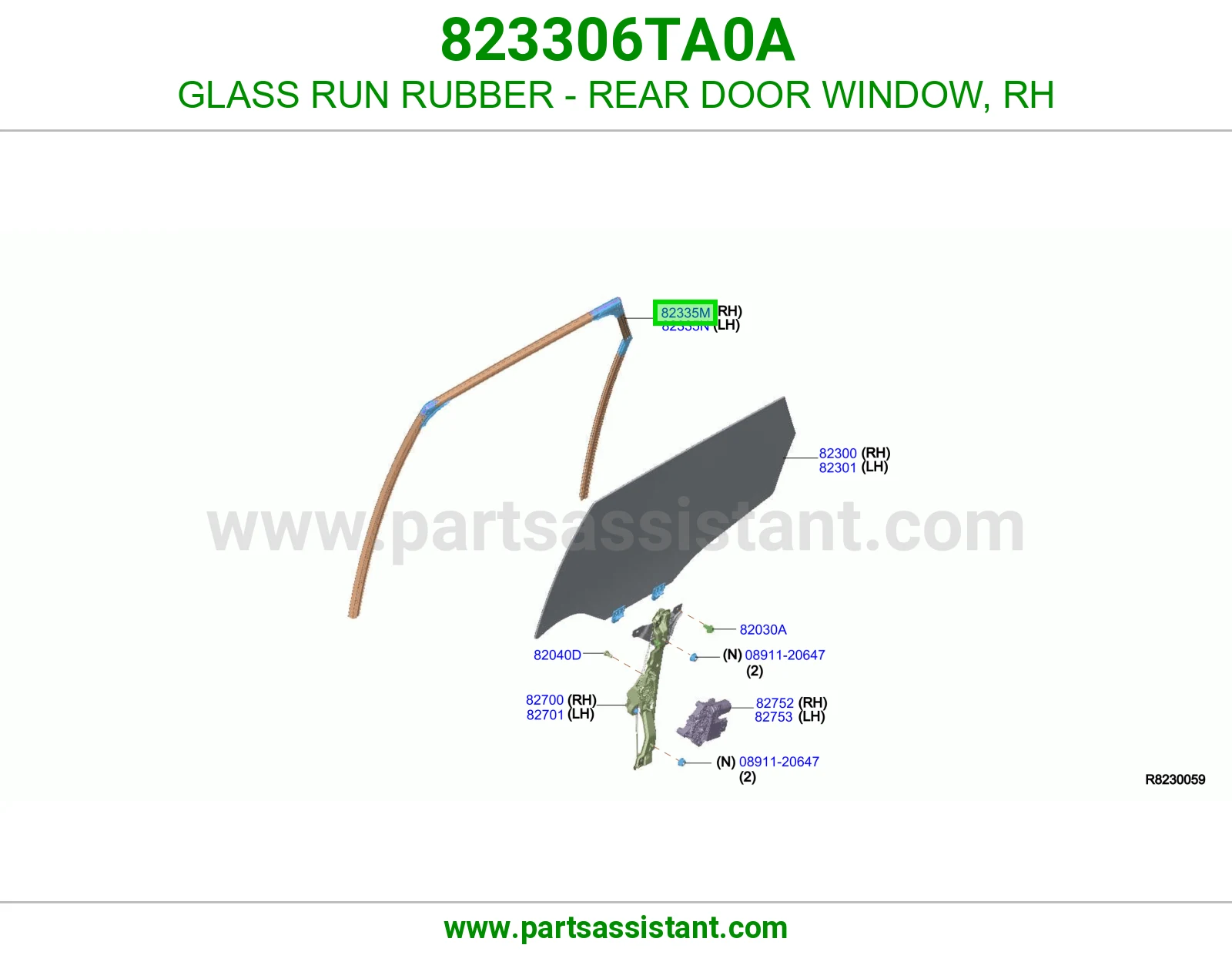 ربل مجرى قزاز باب خلفي يمين 823306TA0A