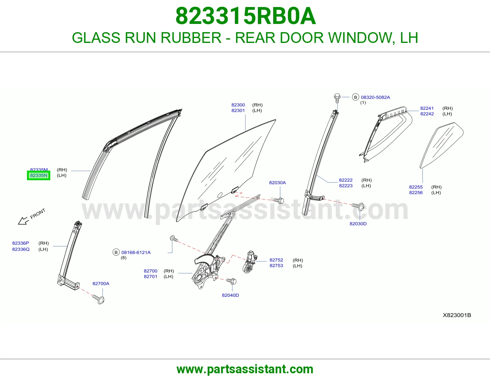 ربل مجرى قزاز باب خلفي يسار 823315RB0A