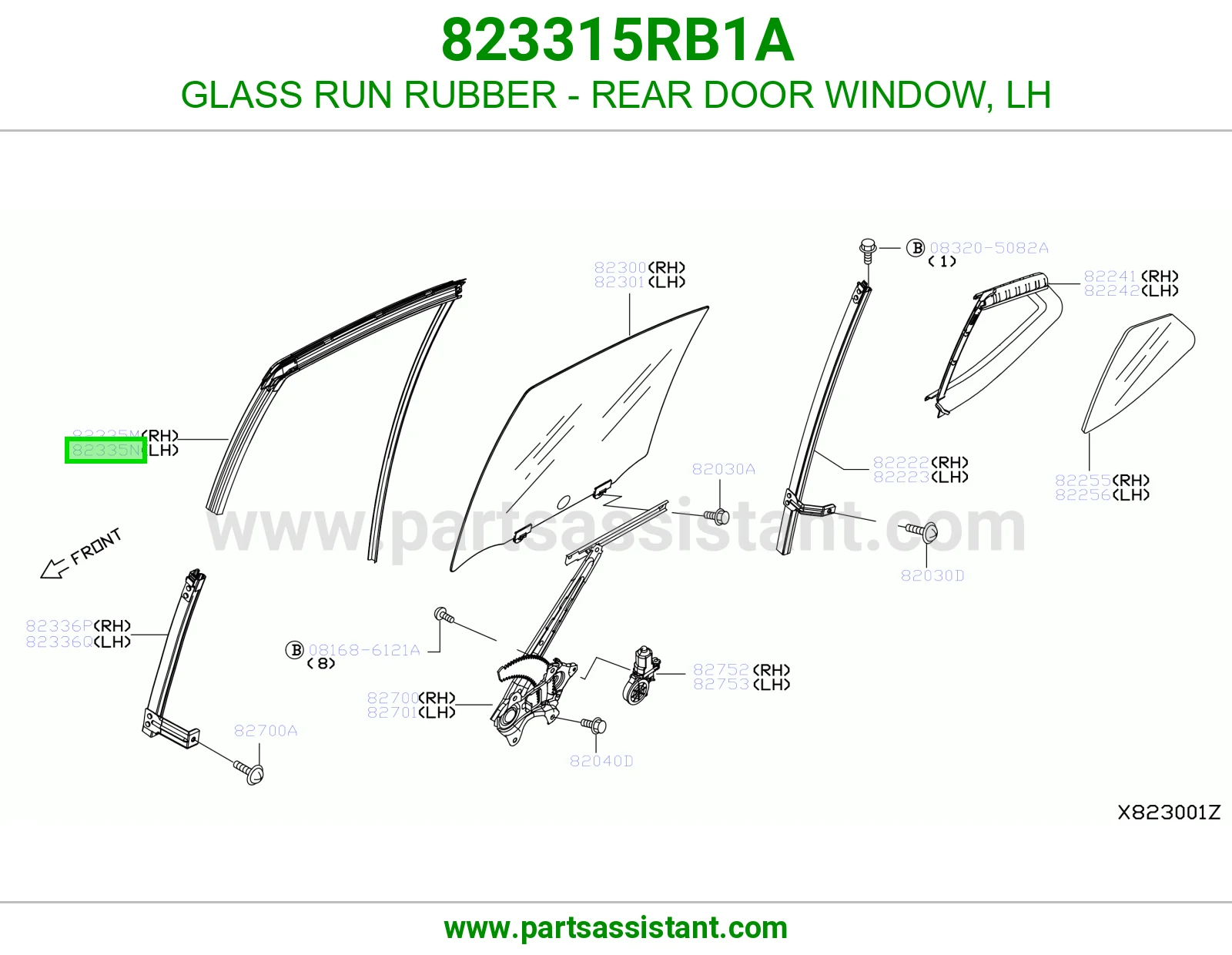 ربل مجرى قزاز باب خلفي يسار 823315RB1A
