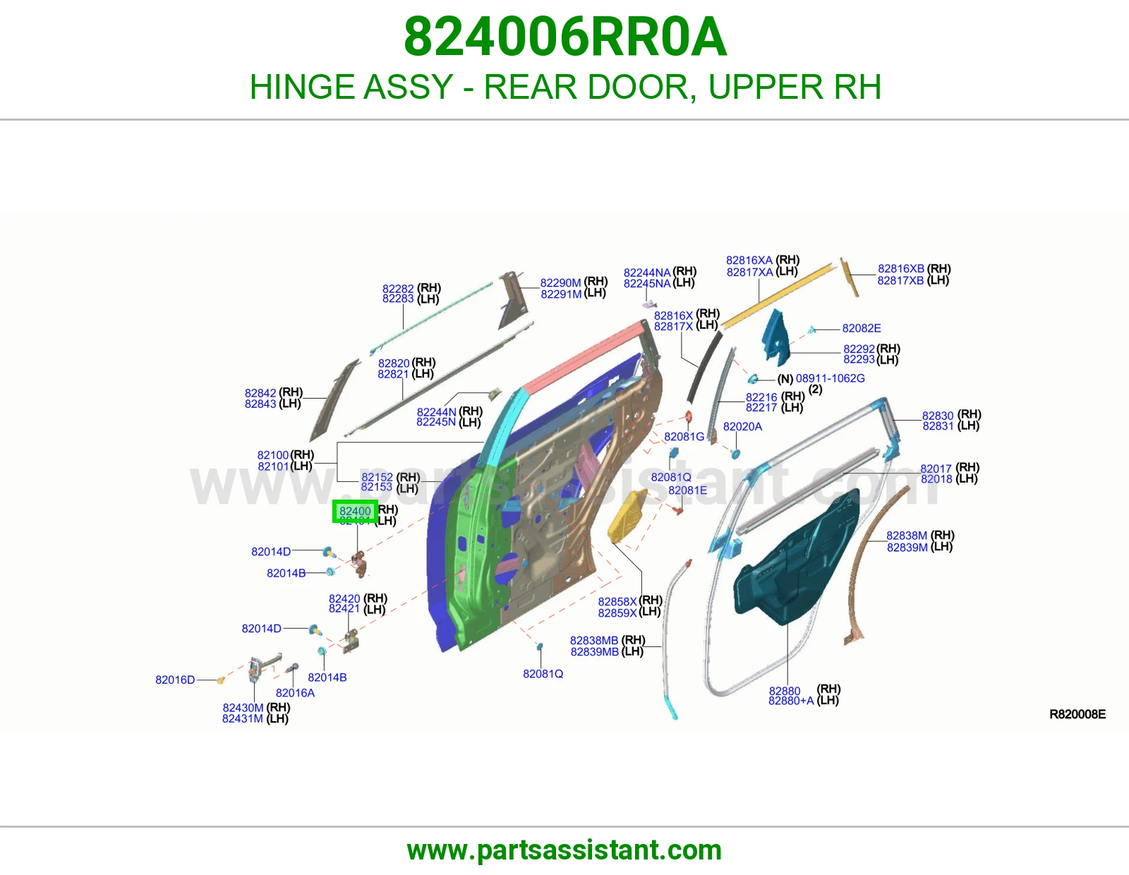 مفصله باب خلفي فوق يمين 824006RR0A