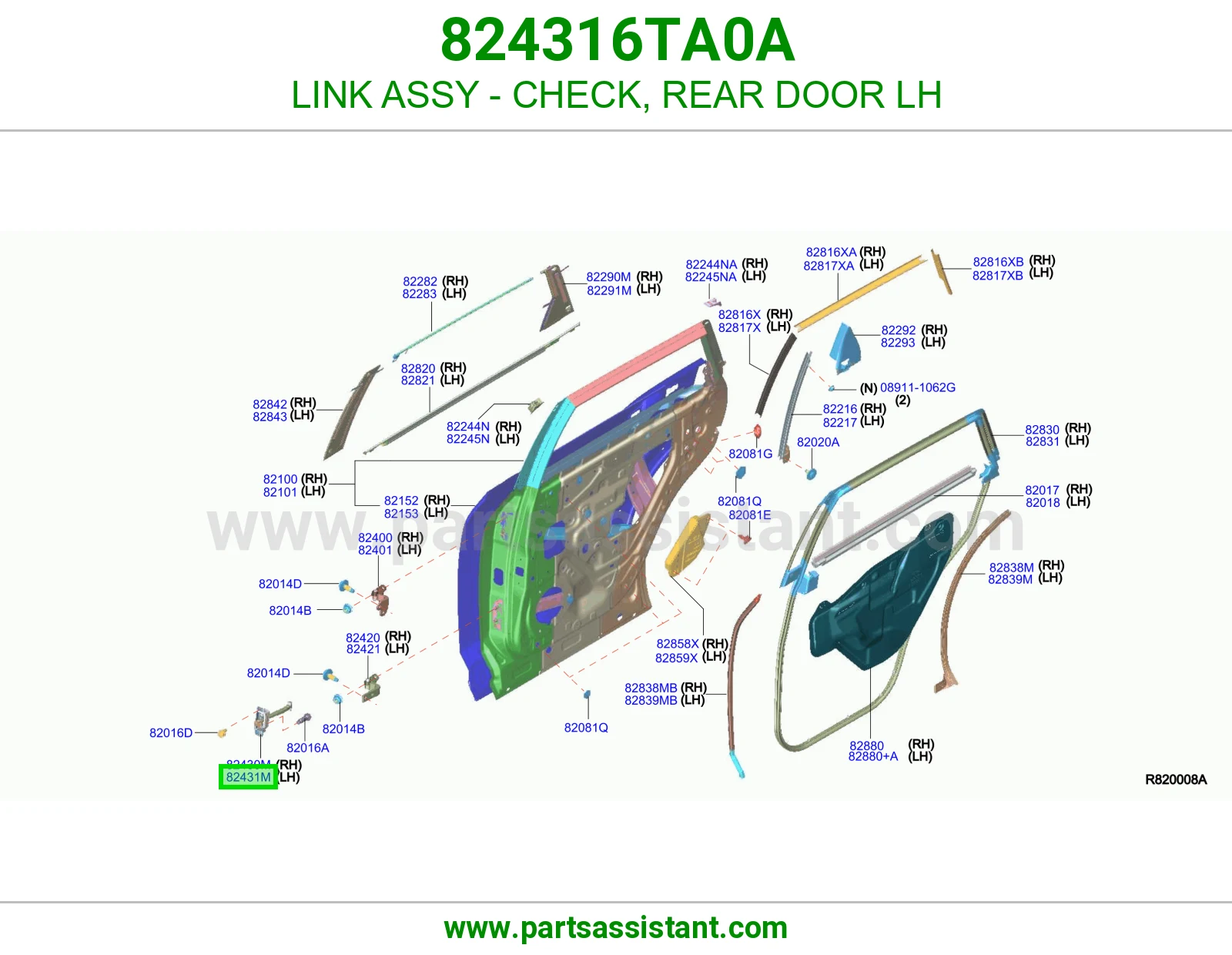 شنكل باب خلفي يسار 824316TA0A