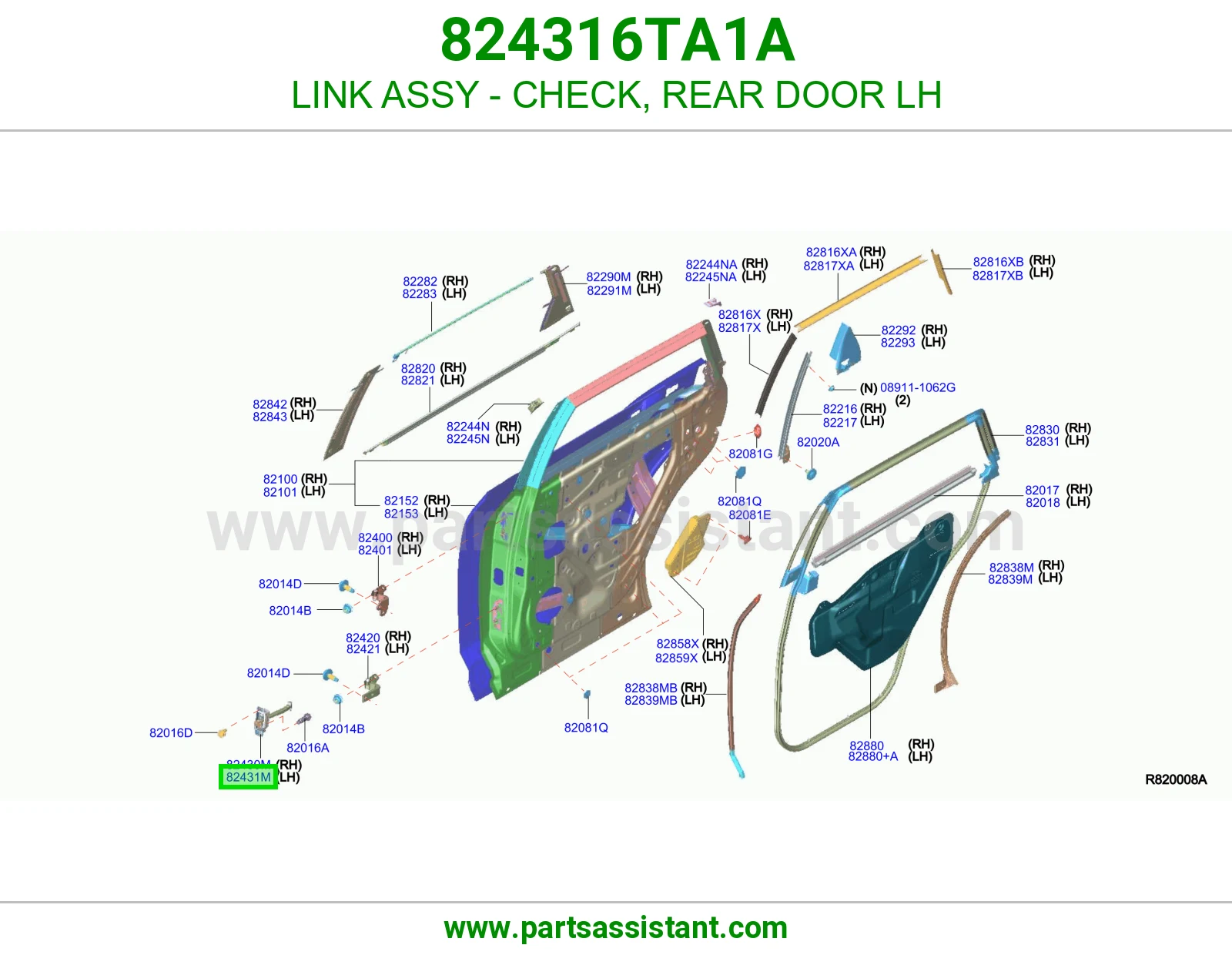 شنكل باب خلفي يسار 824316TA1A