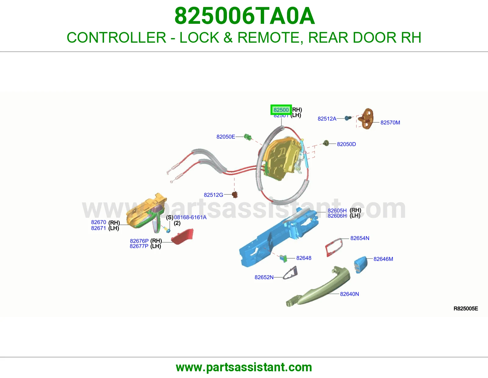 قفل باب خلفي يمين 825006TA0A