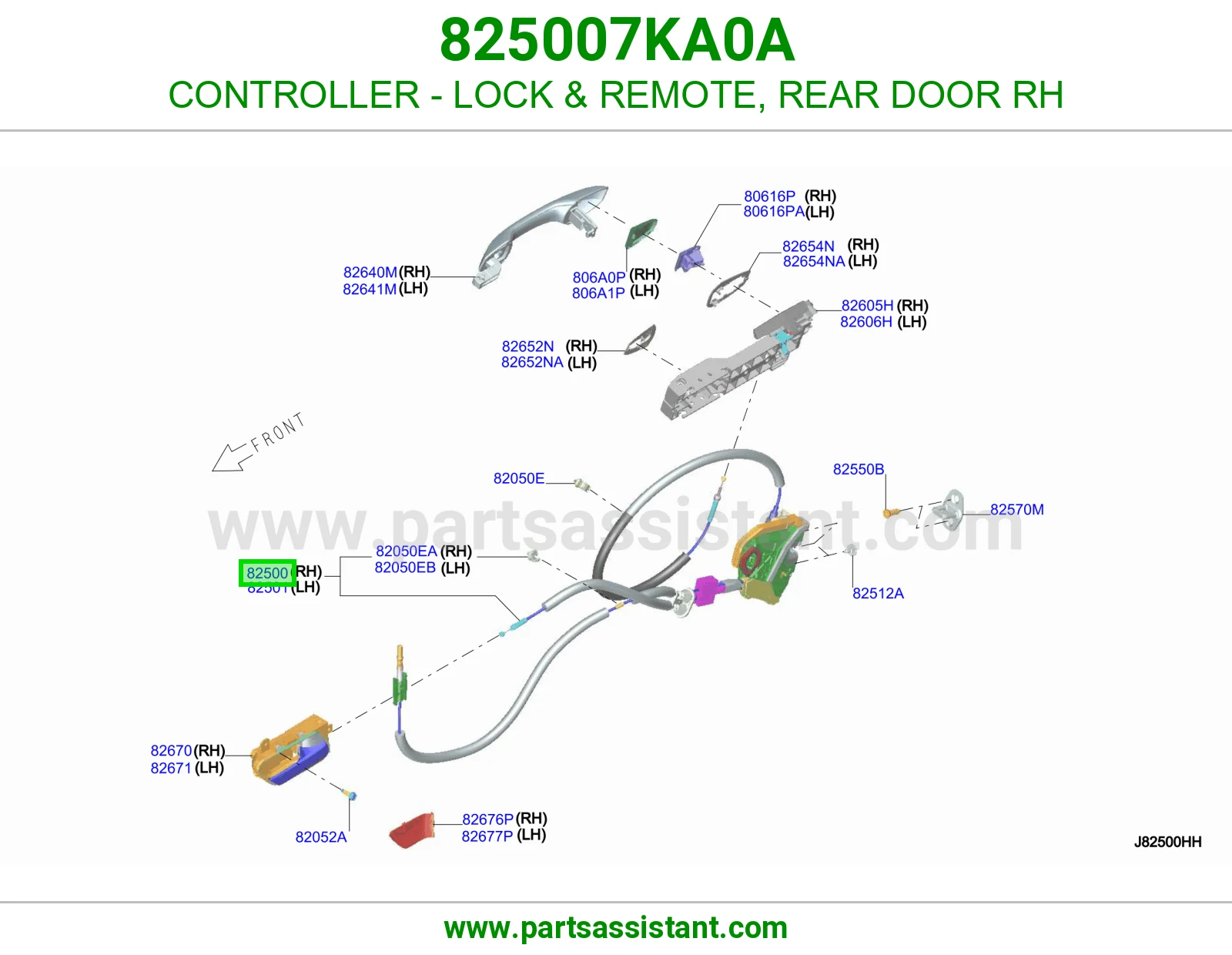قفل باب خلفي يمين 825007KA0A