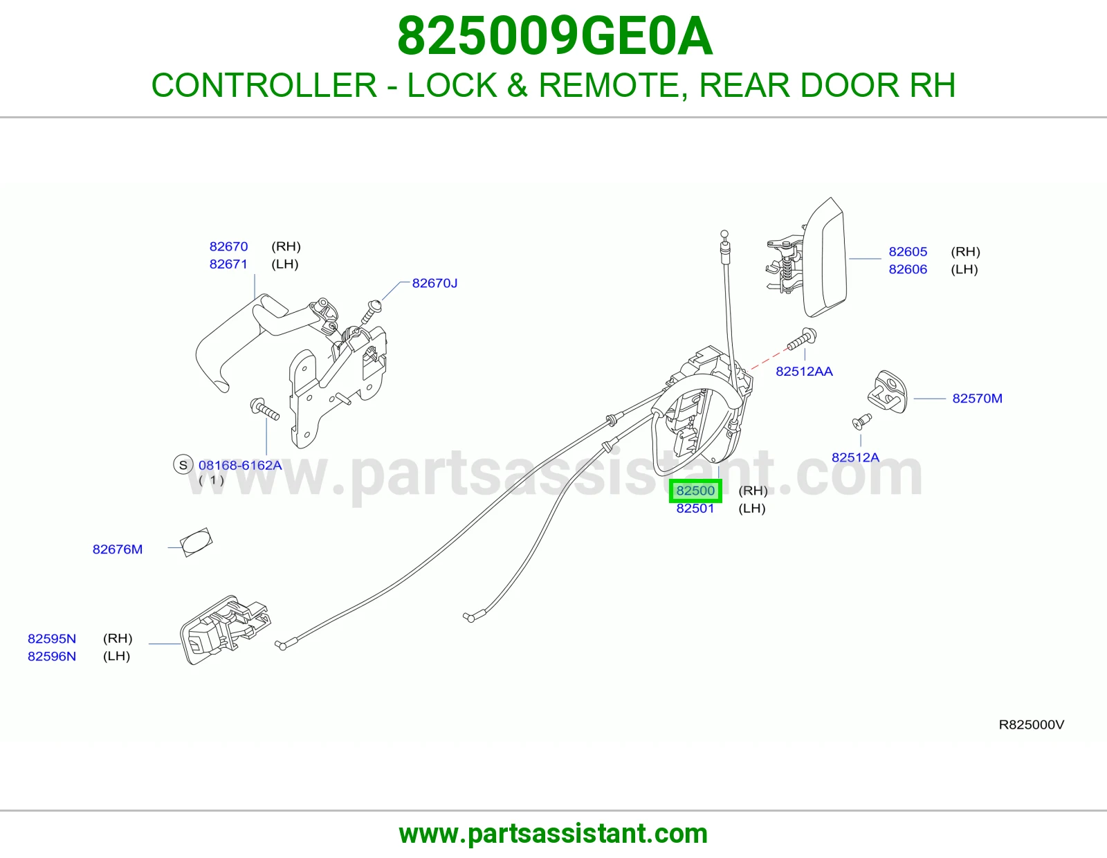 قفل باب خلفي يمين 825009GE0A