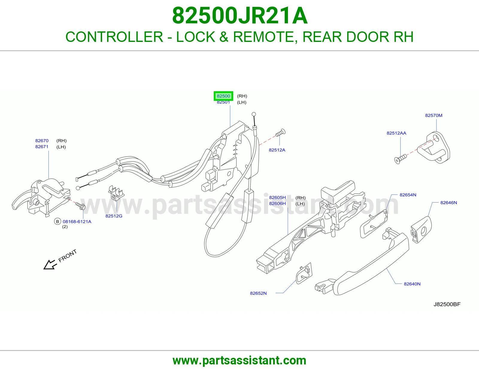 قفل باب خلفي يمين 82500JR21A