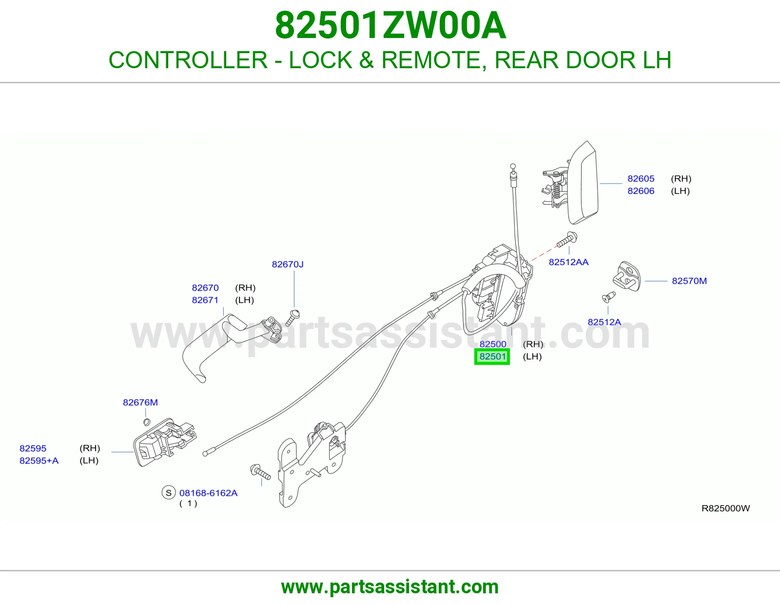 قفل باب خلفي يسار 82501ZW00A