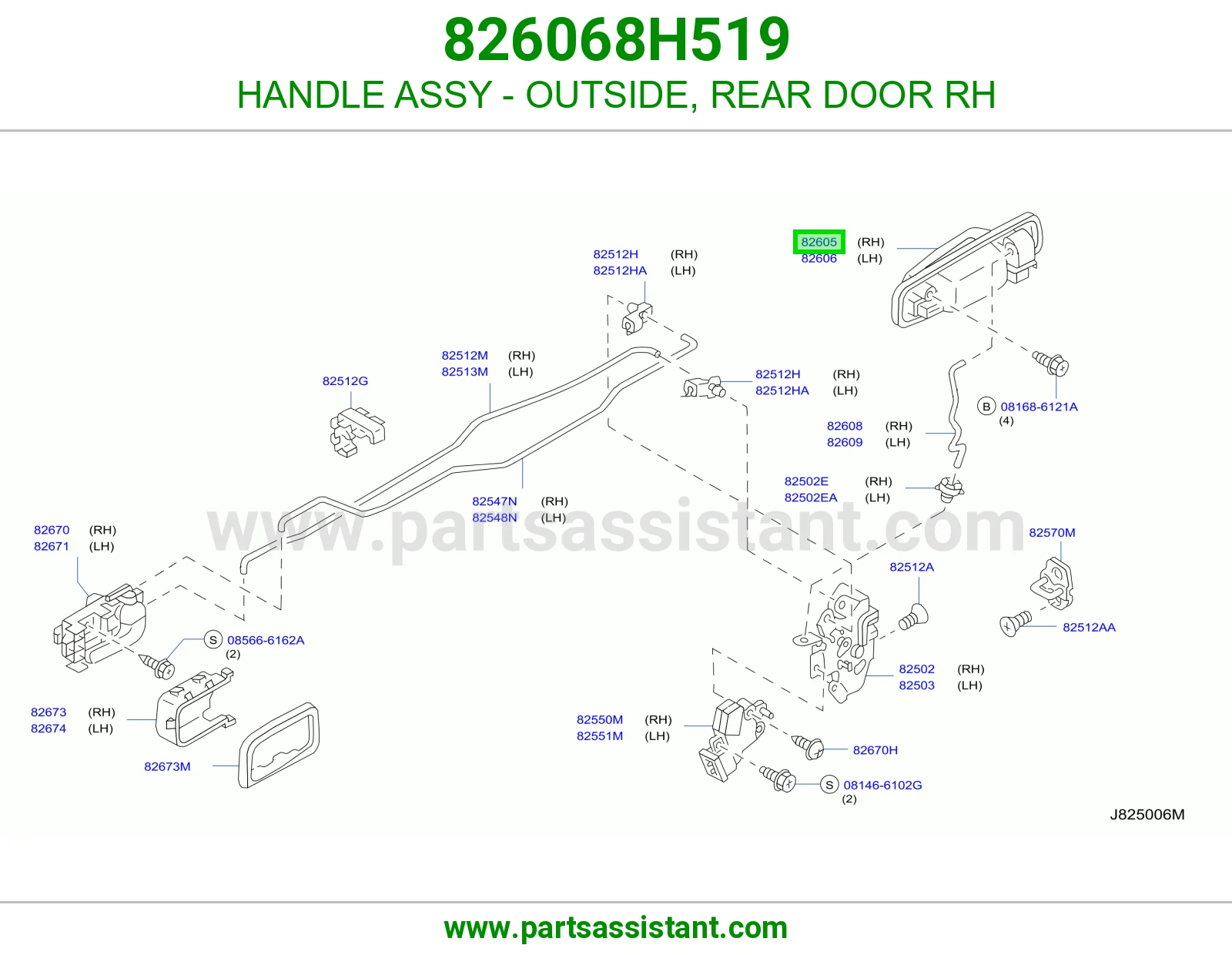 HANDLE ASSY - OUTSIDE, REAR DOOR RH 826068H519