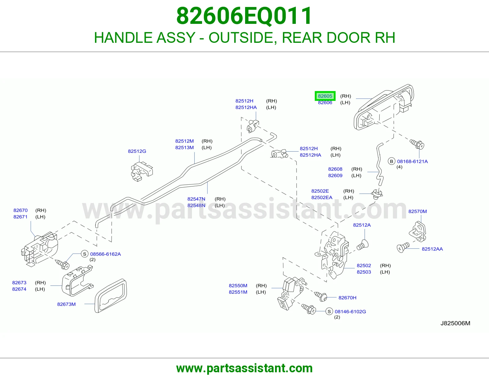 HANDLE ASSY - OUTSIDE, REAR DOOR RH 82606EQ011