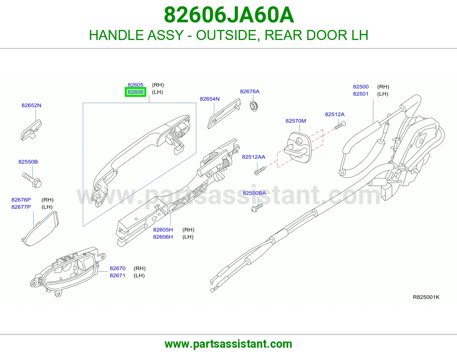 عروه يد باب امامي خارجي يمين 82606JA60A