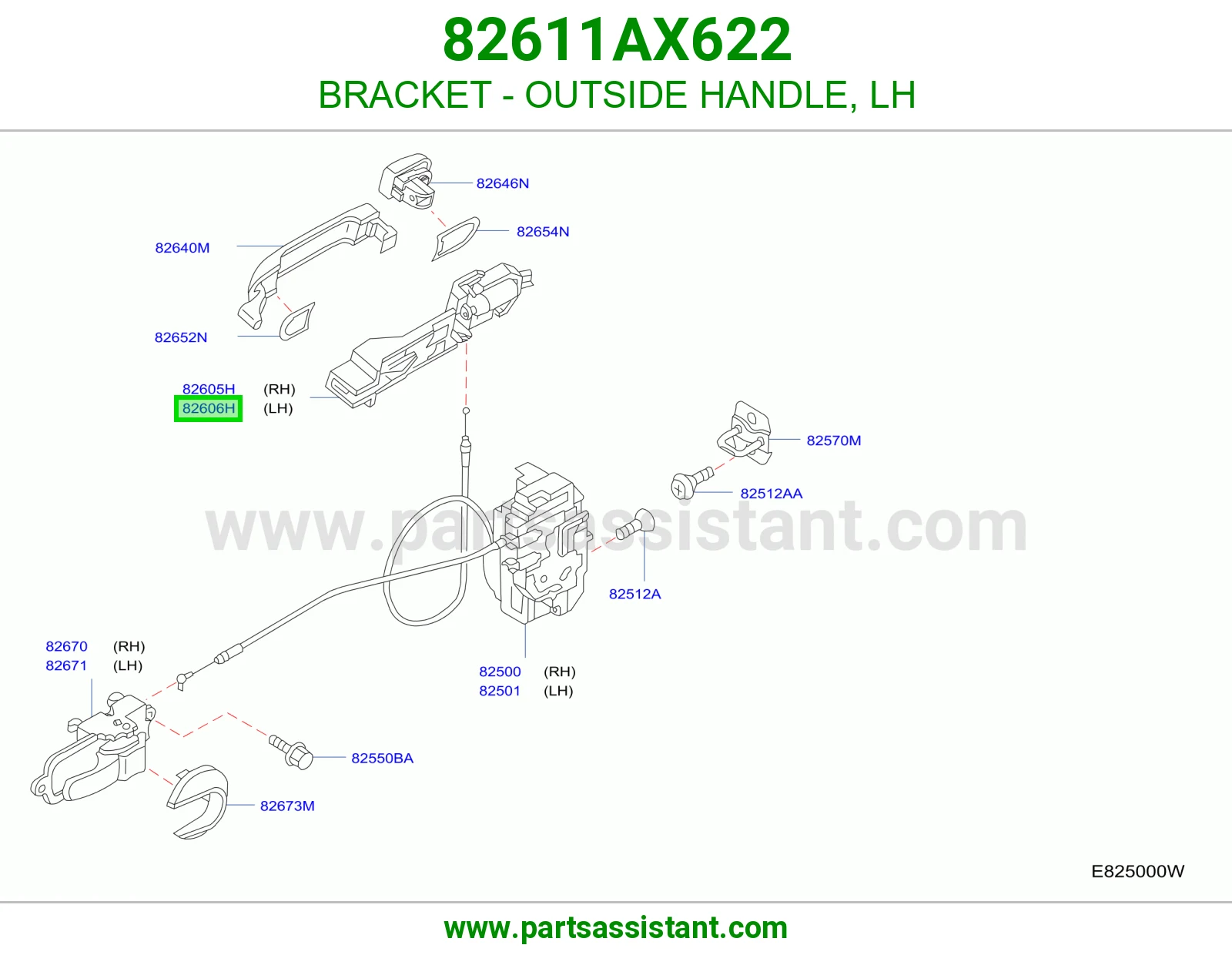 BRACKET - OUTSIDE HANDLE, LH 82611AX622