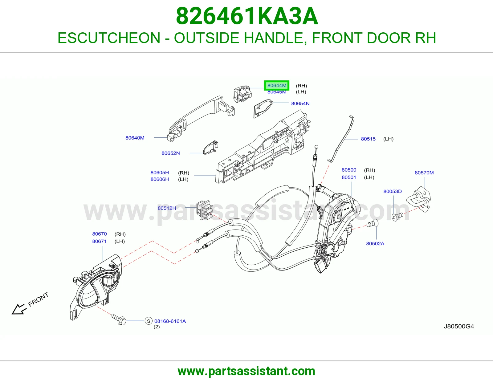 ESCUTCHEON - OUTSIDE HANDLE, FRONT DOOR RH 826461KA3A