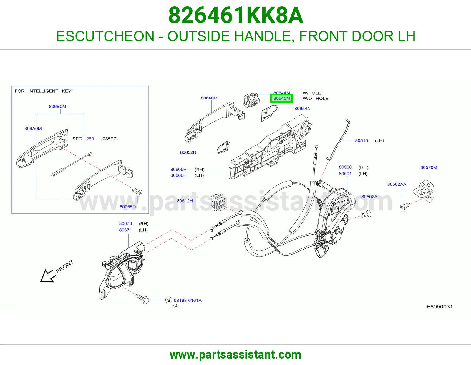 ESCUTCHEON - OUTSIDE HANDLE, FRONT DOOR LH 826461KK8A