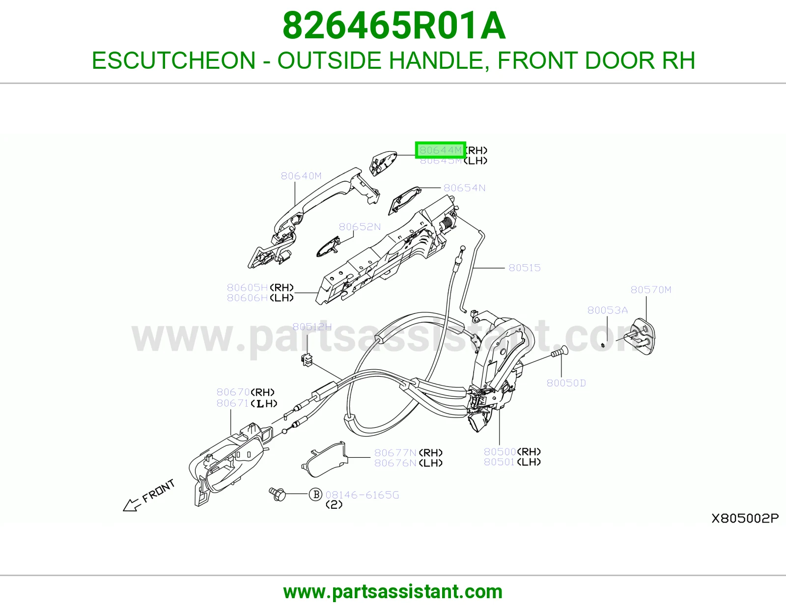 عروه يد باب امامي خارجي يمين 826465R01A
