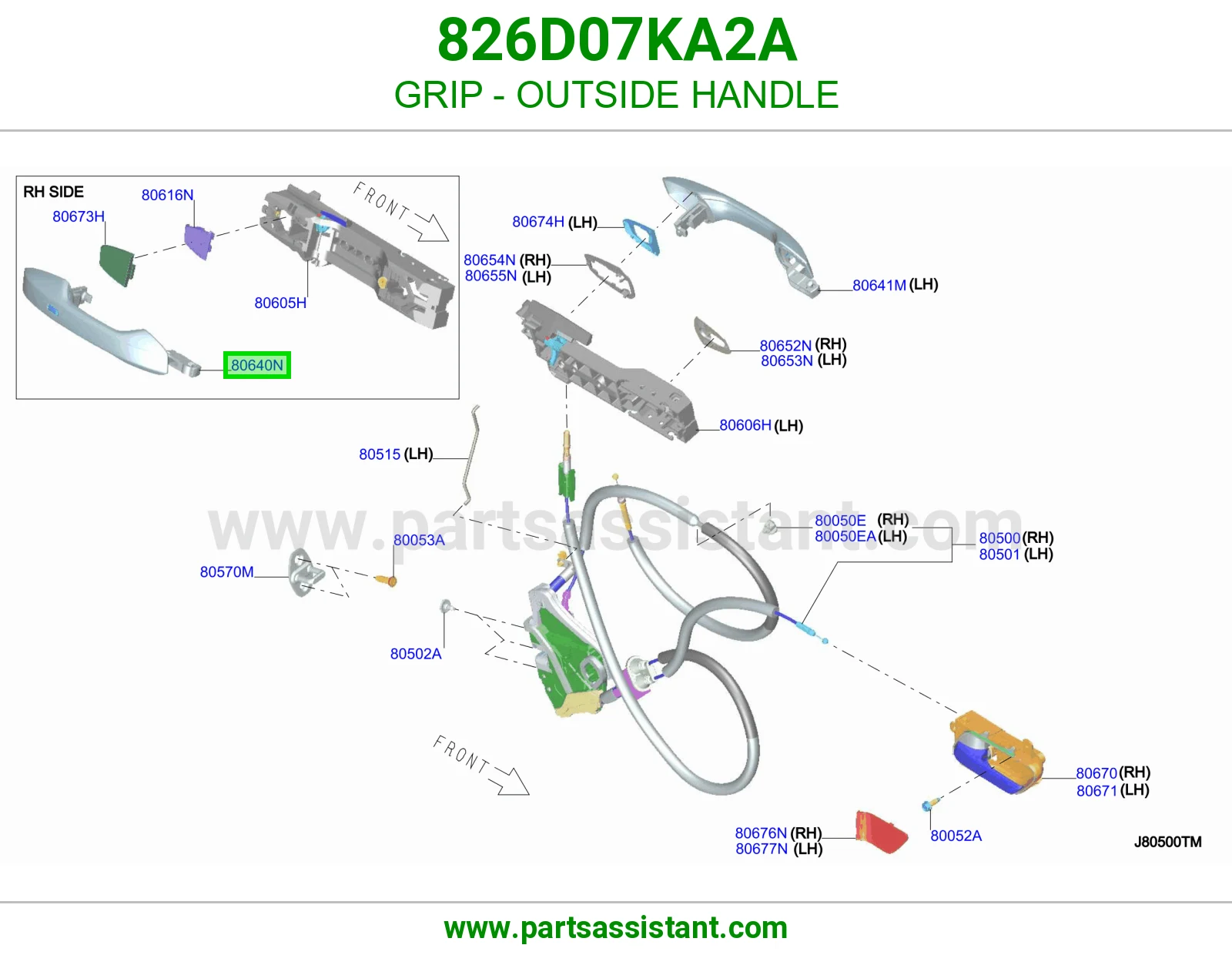 مسكة خارجية يمين 826D07KA2A