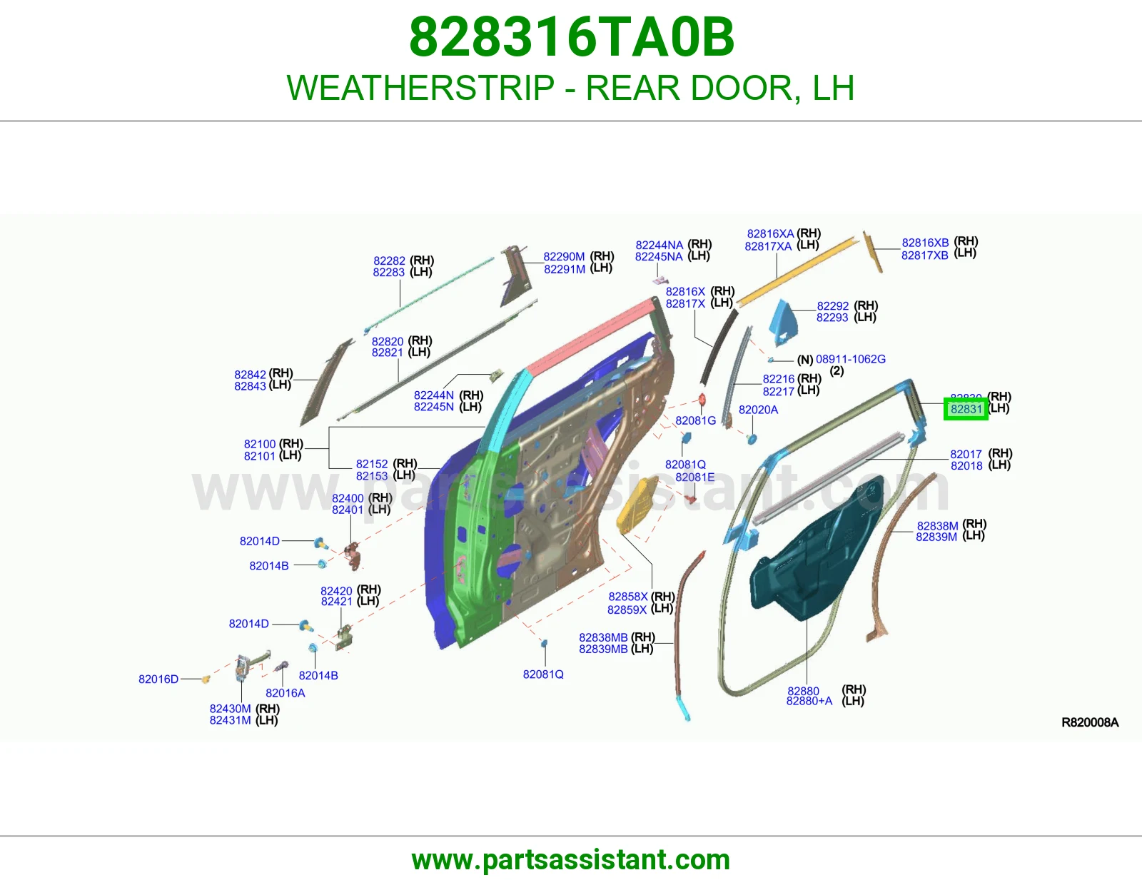 ربله هواء باب خلفي يسار 828316TA0B