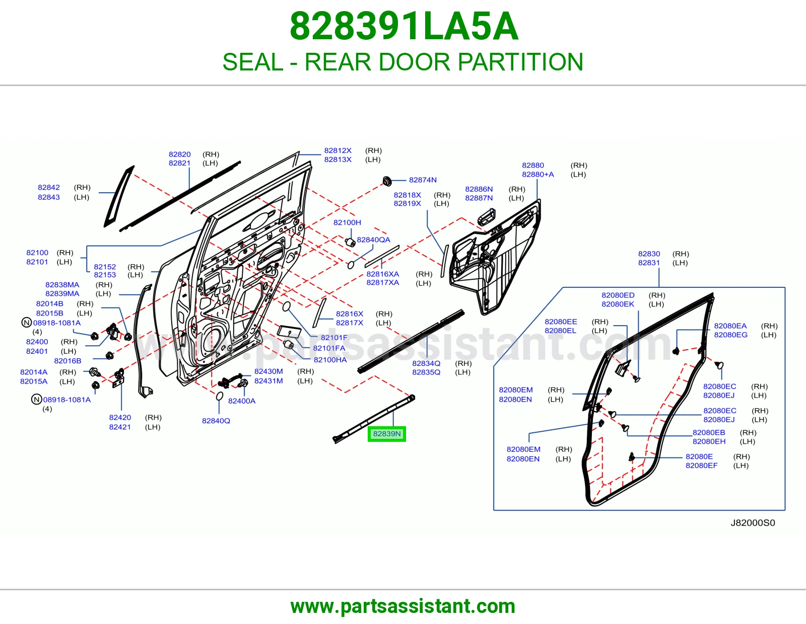 SEAL - REAR DOOR PARTITION 828391LA5A