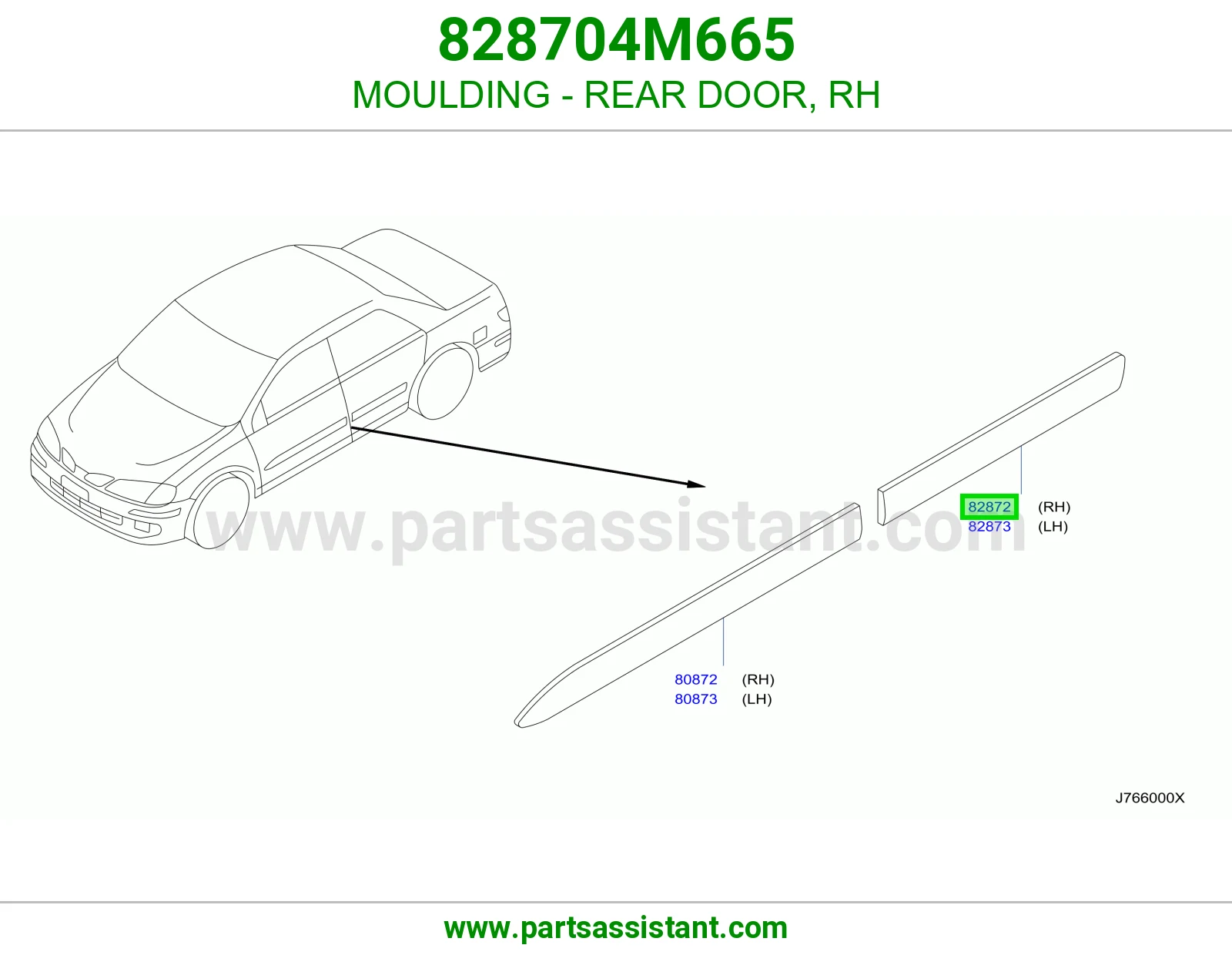 MOULDING - REAR DOOR, RH 828704M665