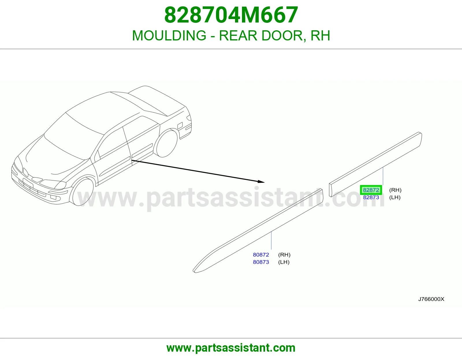 MOULDING - REAR DOOR, RH 828704M667