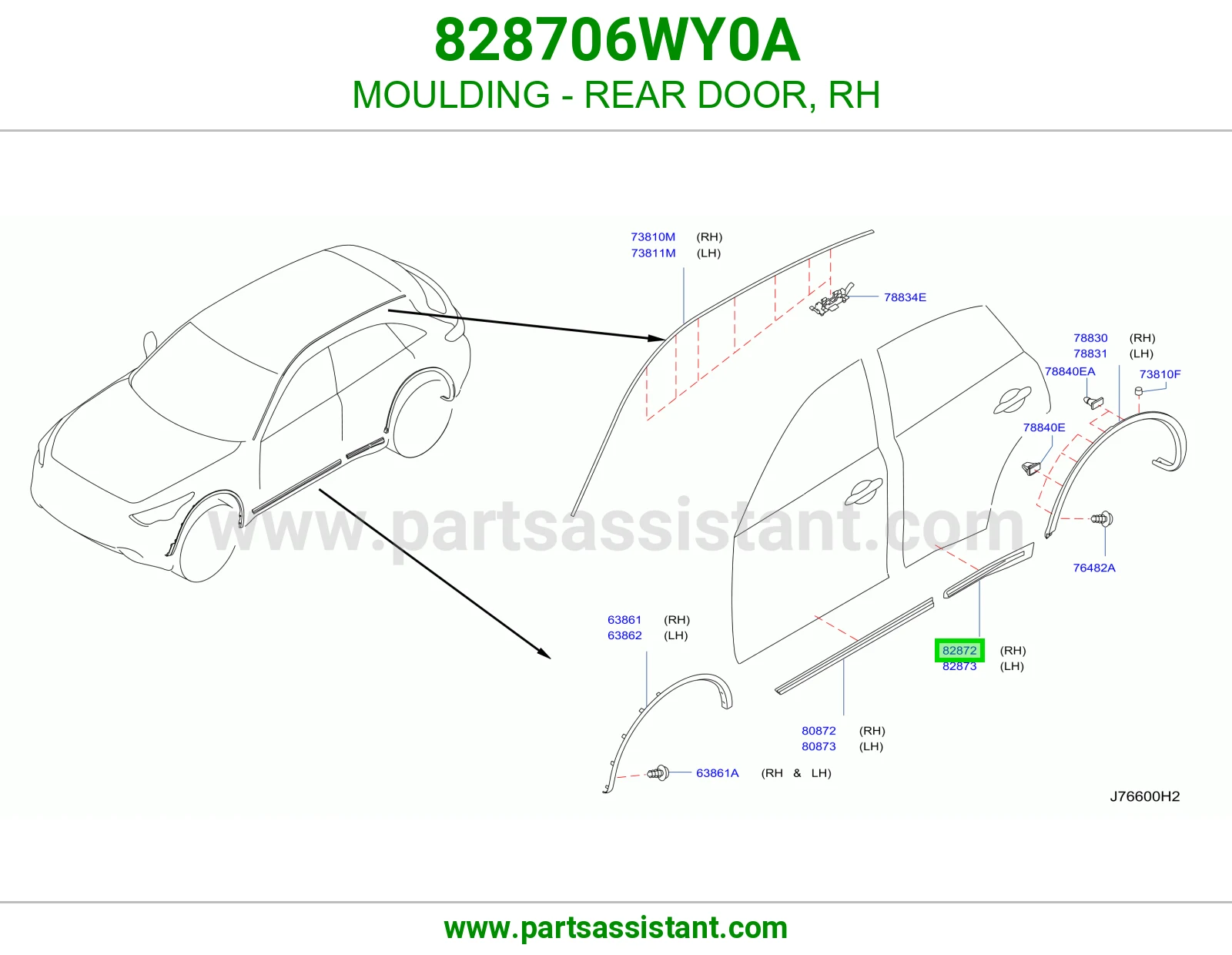 زيق باب خلفي يمين 828706WY0A