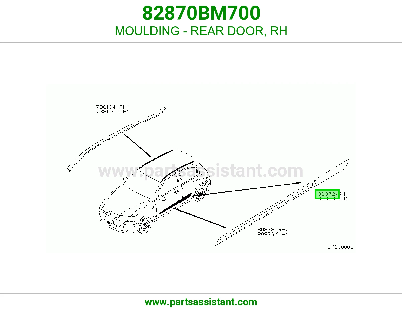 زيق باب خلفي يمين 82870BM700