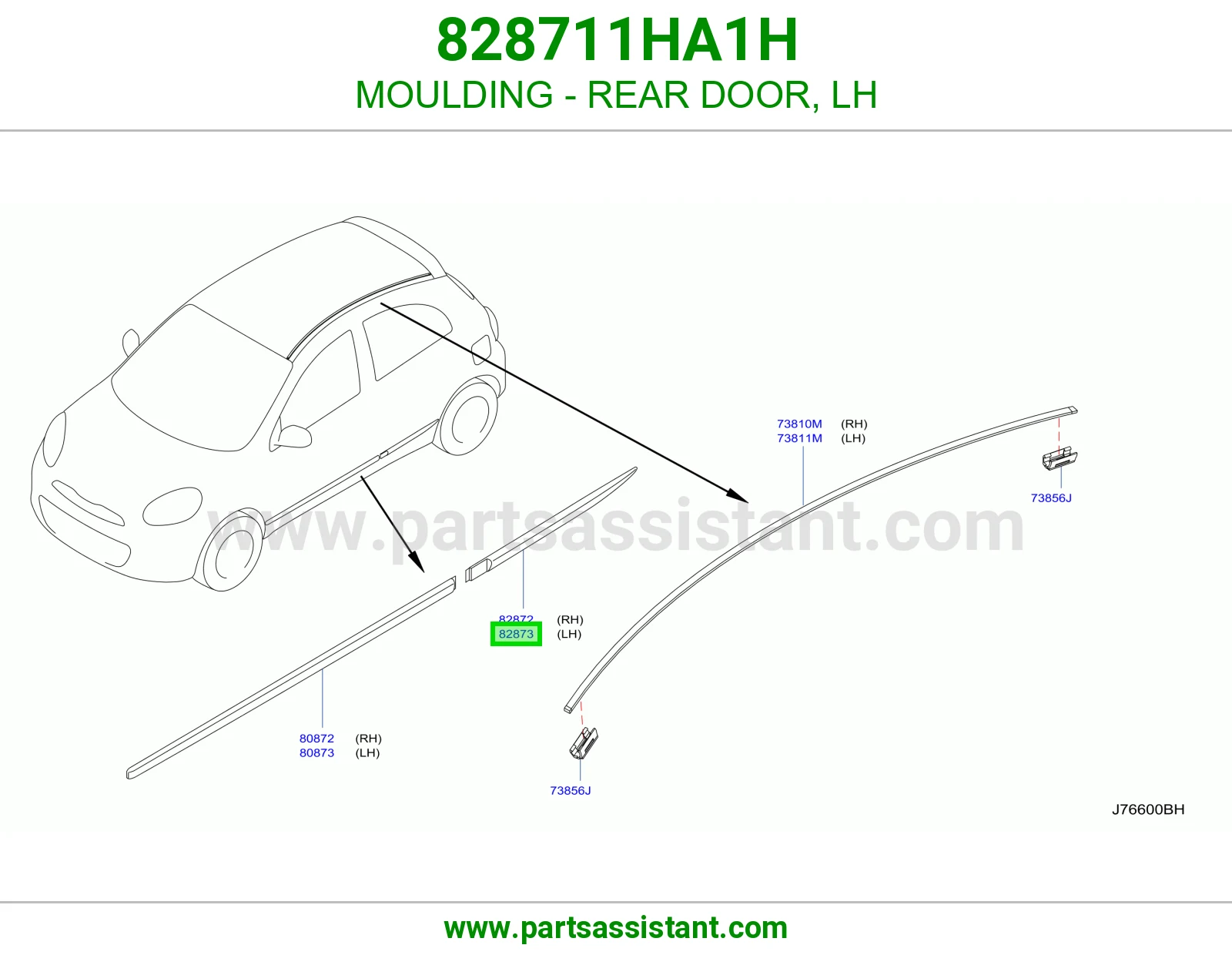 MOULDING - REAR DOOR, LH 828711HA1H