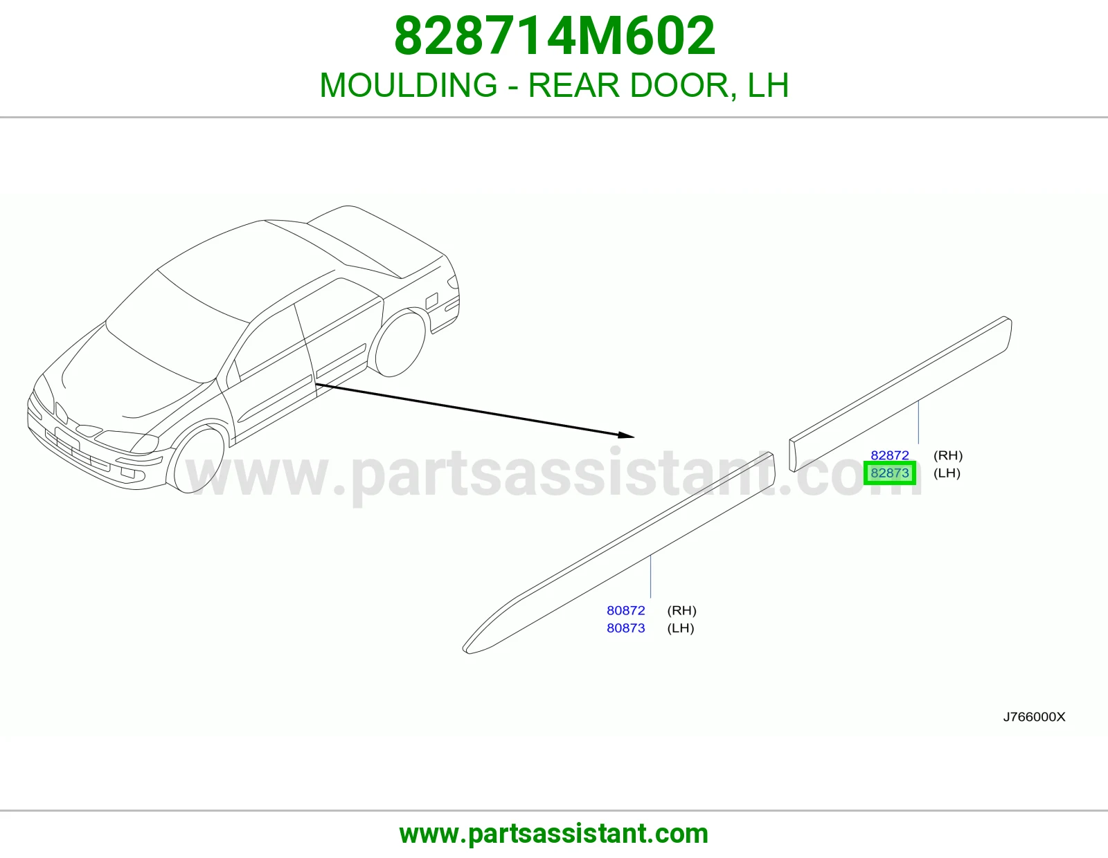 MOULDING - REAR DOOR, LH 828714M602