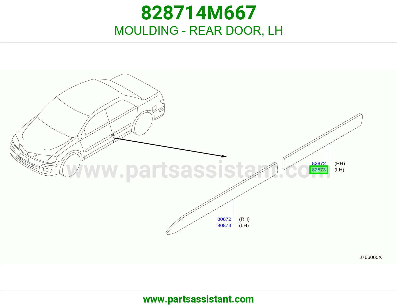 MOULDING - REAR DOOR, LH 828714M667