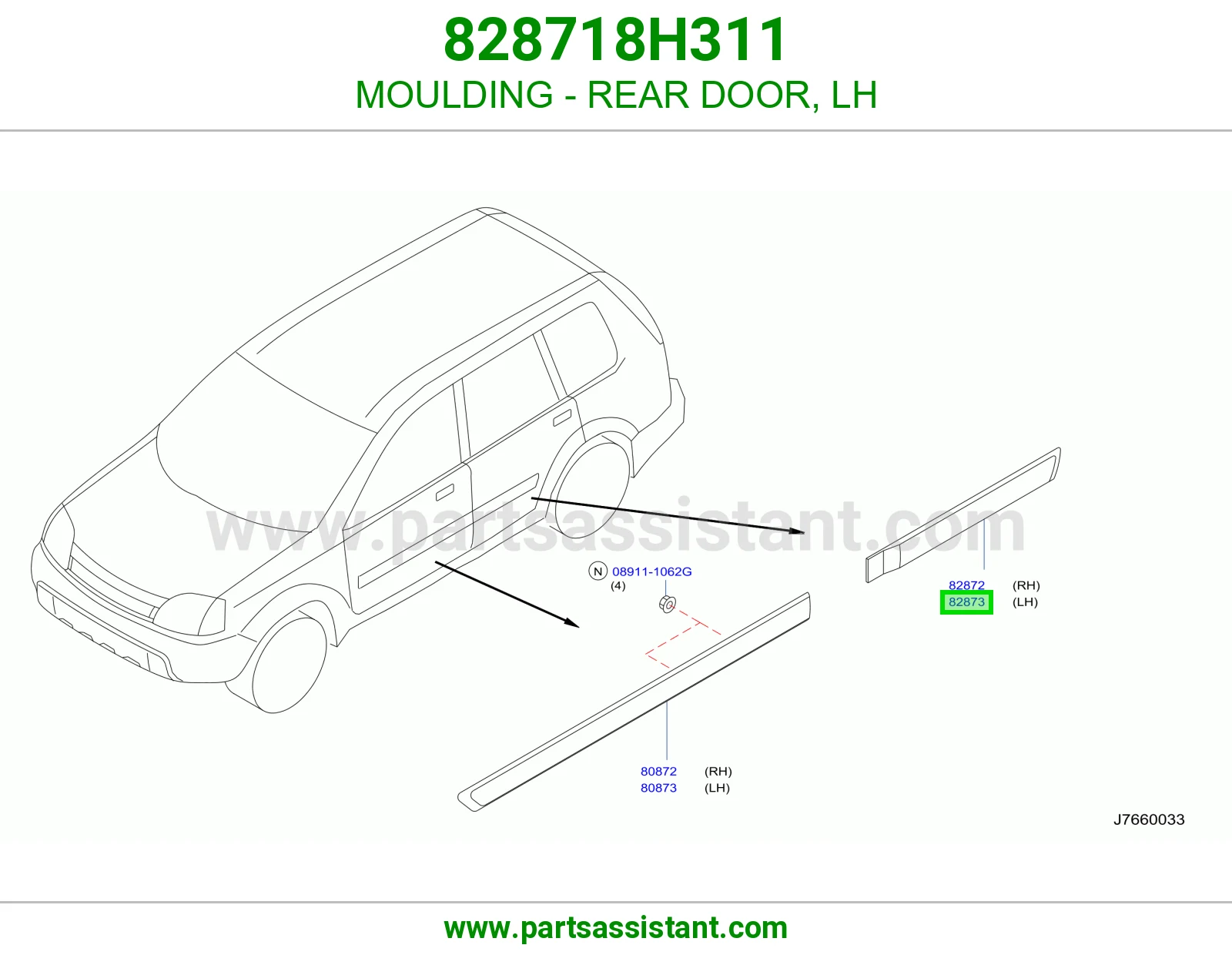 MOULDING - REAR DOOR, LH 828718H311