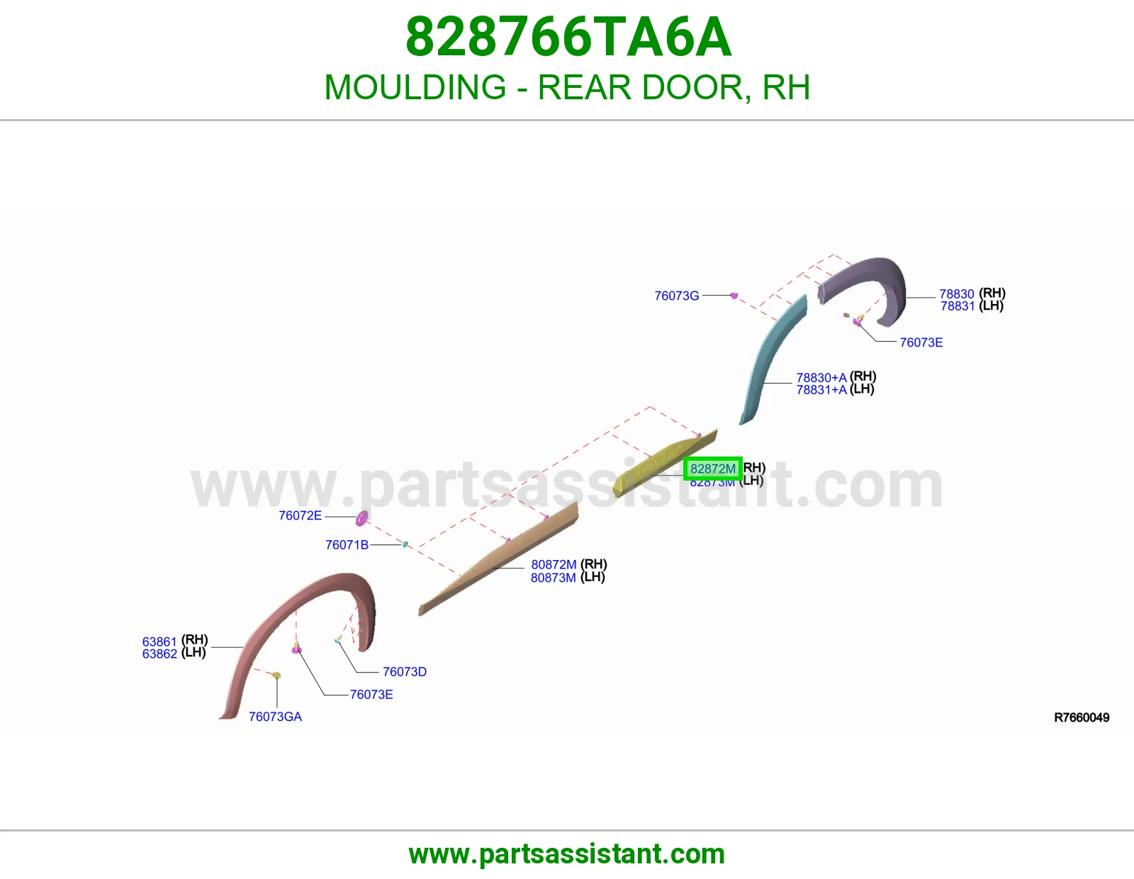 زيق باب خلفي يمين 828766TA6A