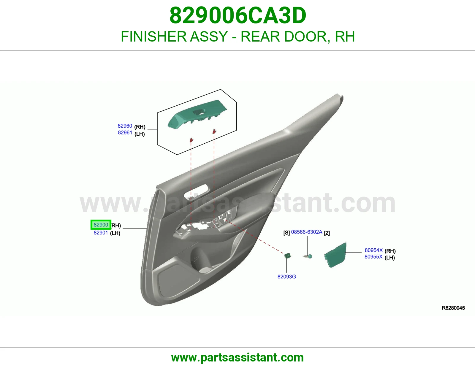 تلبيسة باب خلفي يمين كاملة 829006CA3D