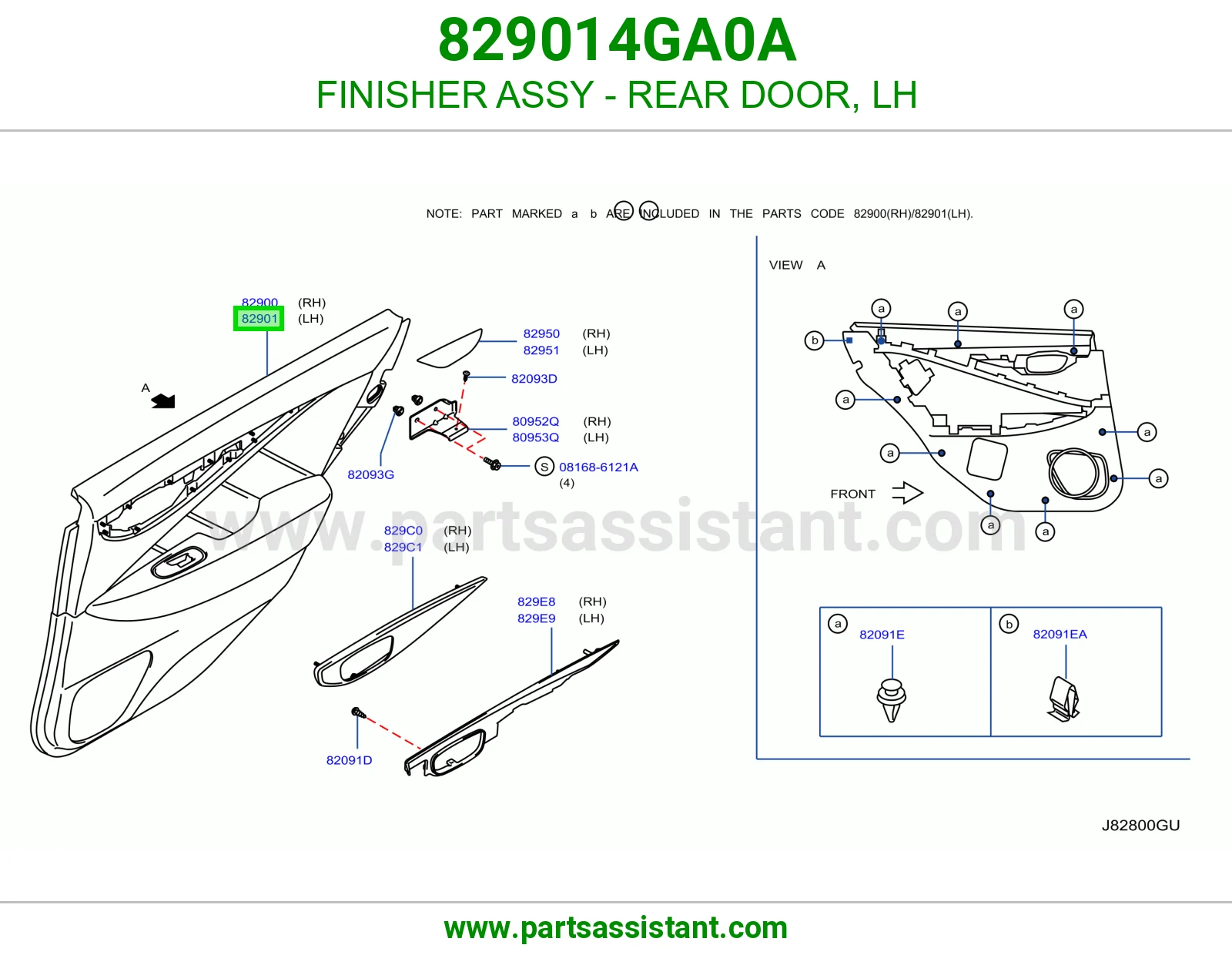 FINISHER ASSY - REAR DOOR, LH 829014GA0A