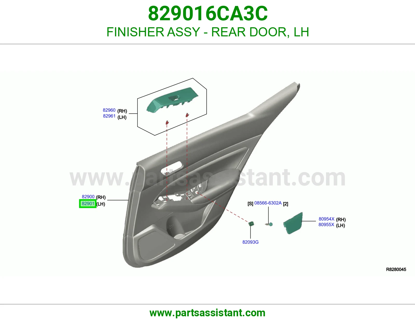 تلبيسة باب خلفي يسار كاملة 829016CA3C