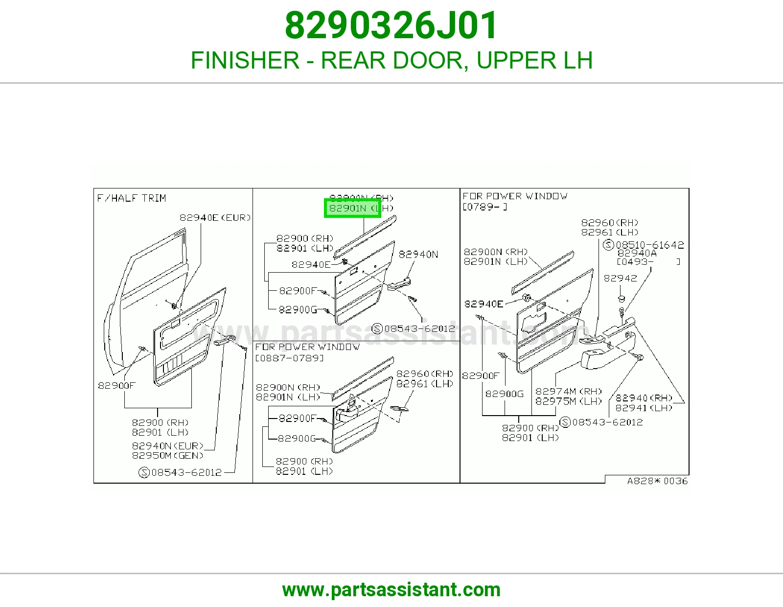 FINISHER - REAR DOOR, UPPER LH 8290326J01