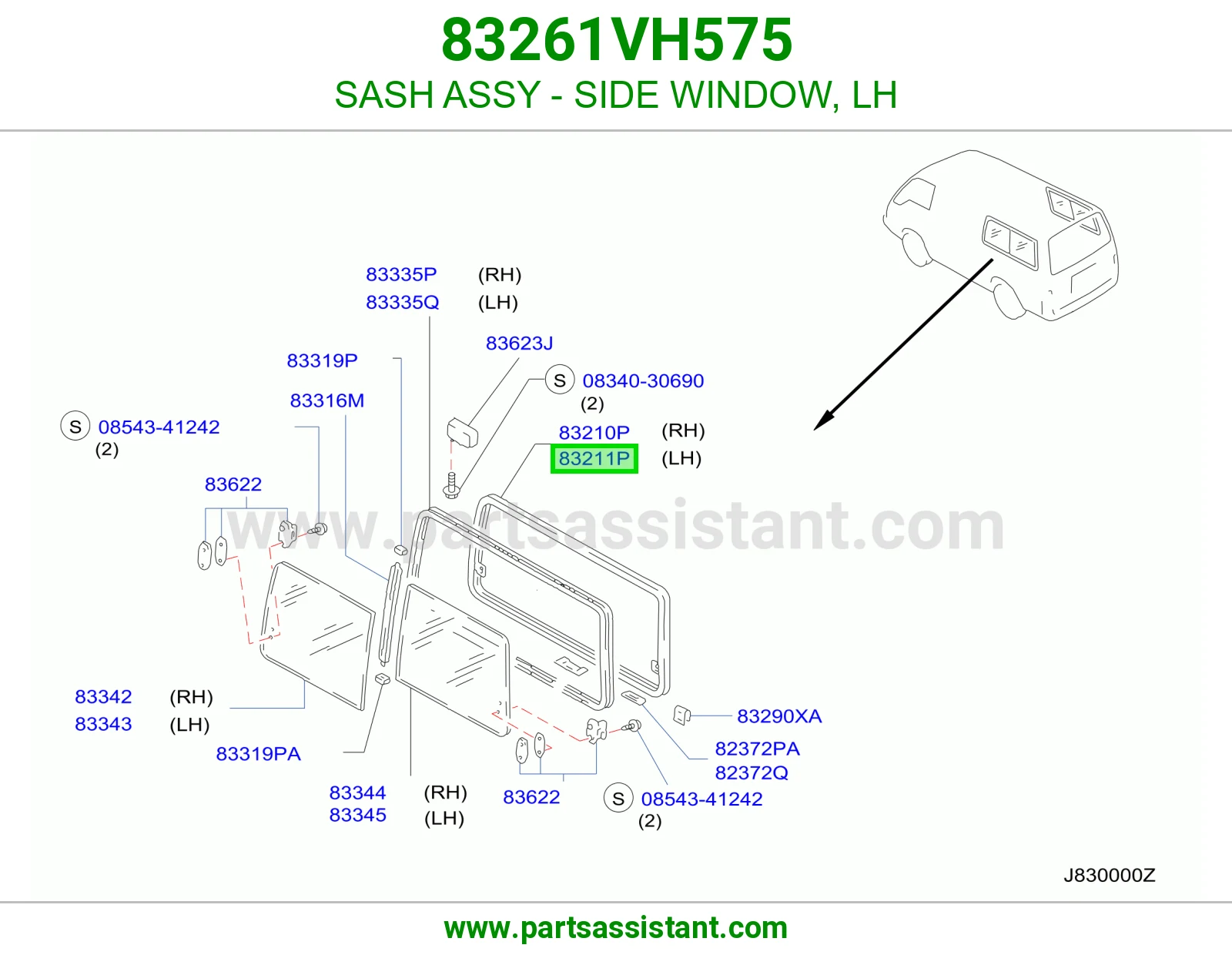برواز قزاز جانبي يسار كامل 83261VH575