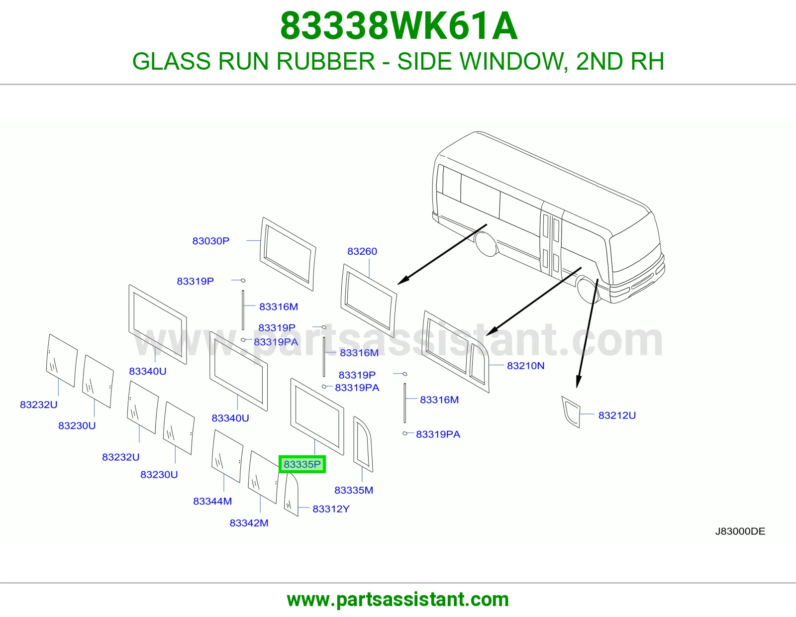 ربل مجرى قزاز جانبي يمين رقم 2 83338WK61A